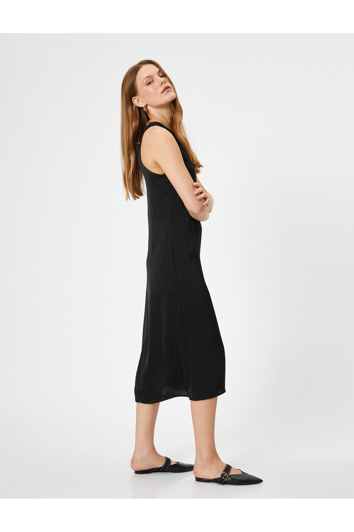 لباس میدی آستین دار یقه گرد A-Line