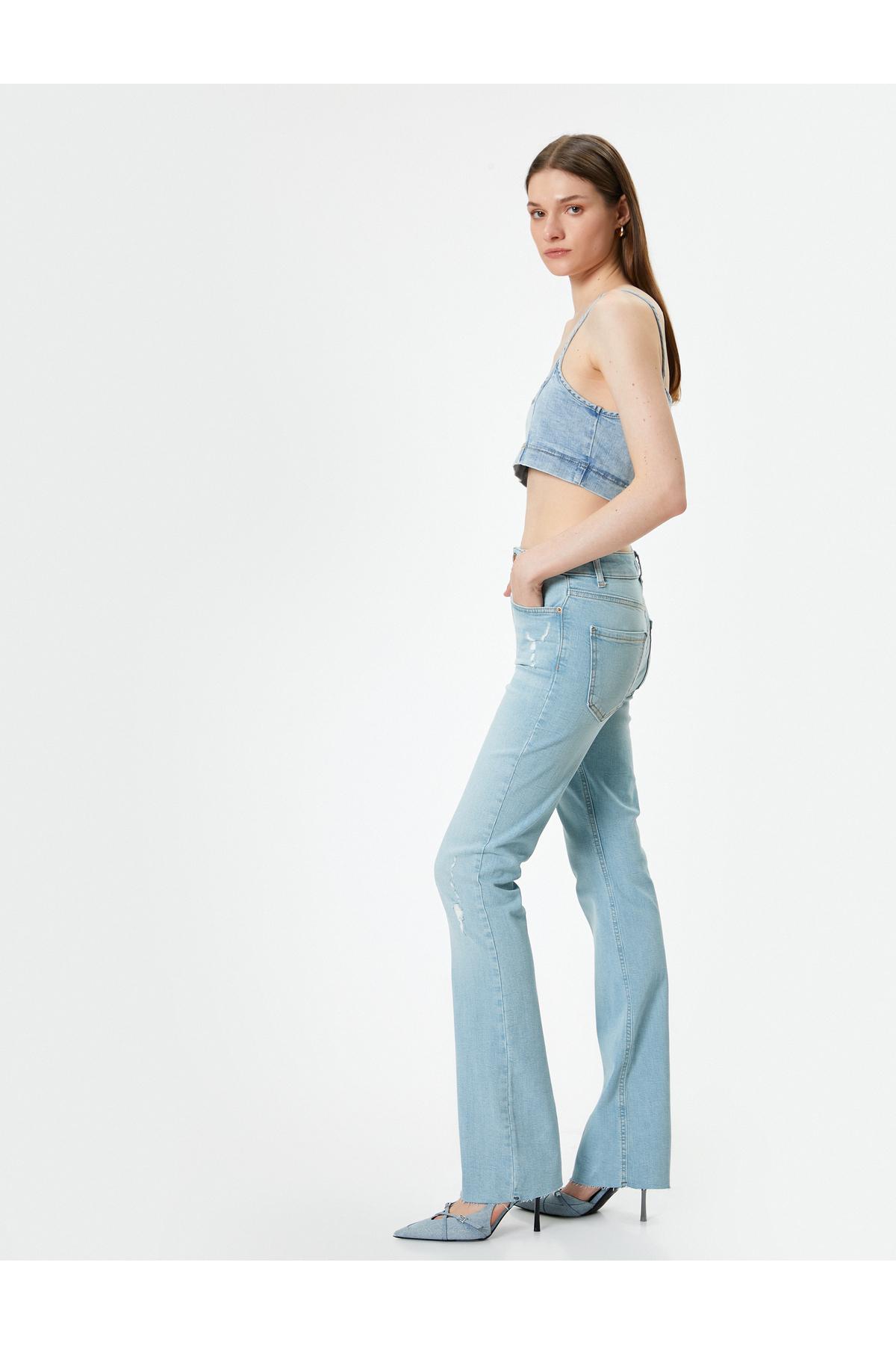 شلوار جین گشاد سبک و باریک با کمر بلند - ویکتوریا اسلیم جین