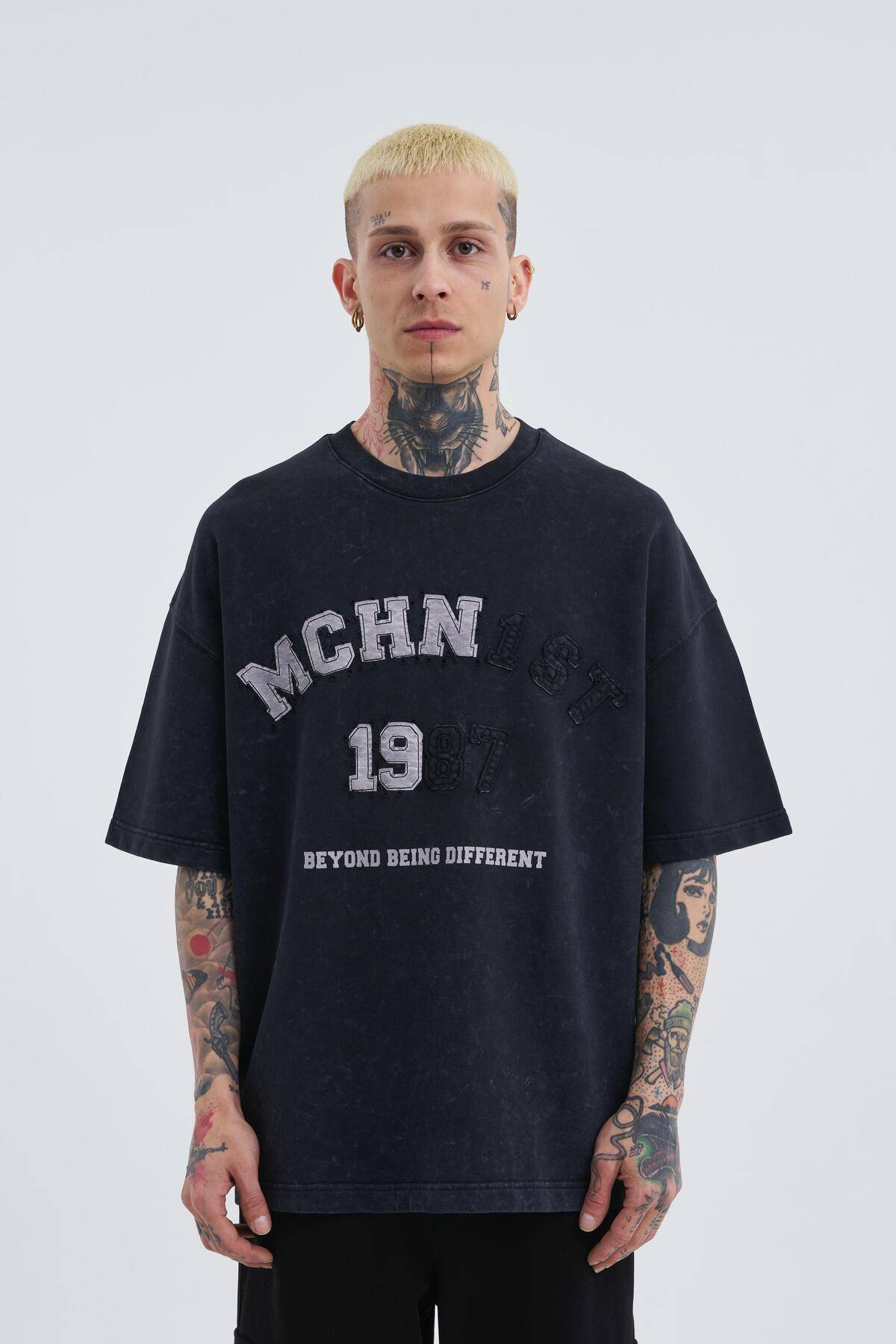 تیشرت ابری آسفالت دوزی شده مردانه