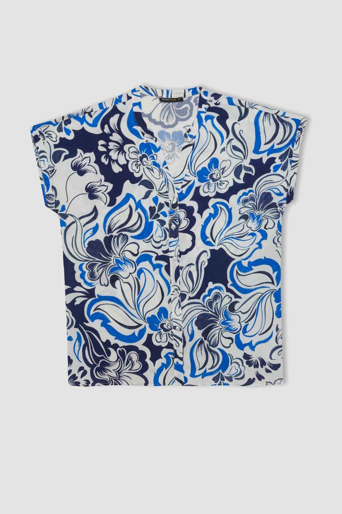 پیراهن آستین کوتاه یقه خدمه فیت منظم