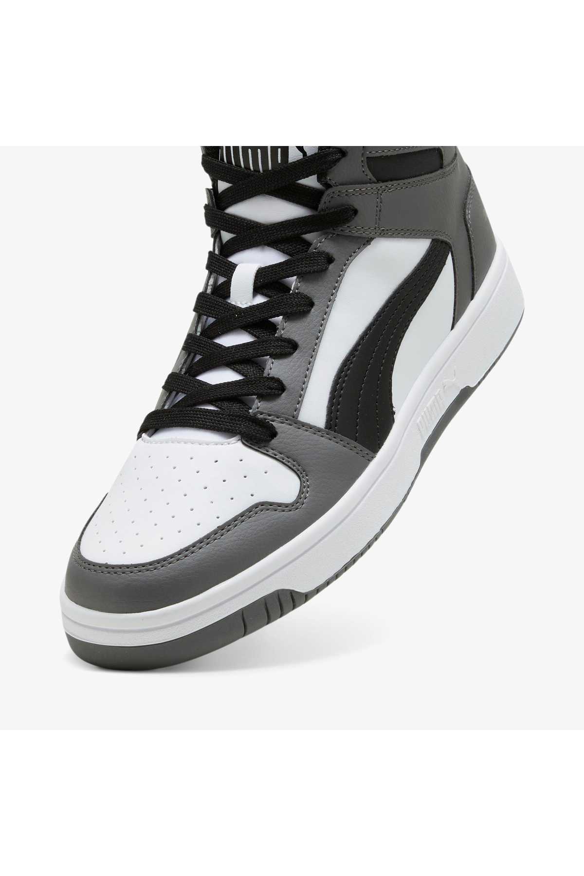 کفش کتانی بلند یونیسکس Rebound Hi v6 سفید مشکی خاکستری