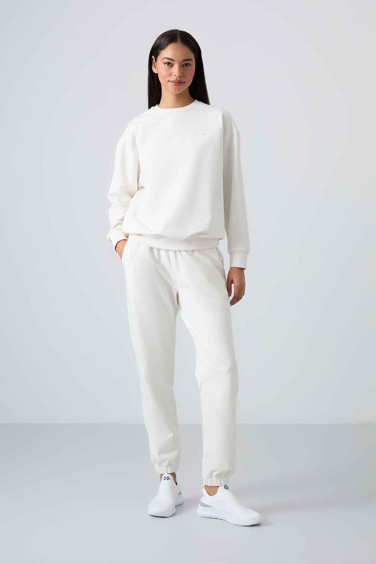 ست لباس ورزشی زنانه یقه O اورسایز الاستیک