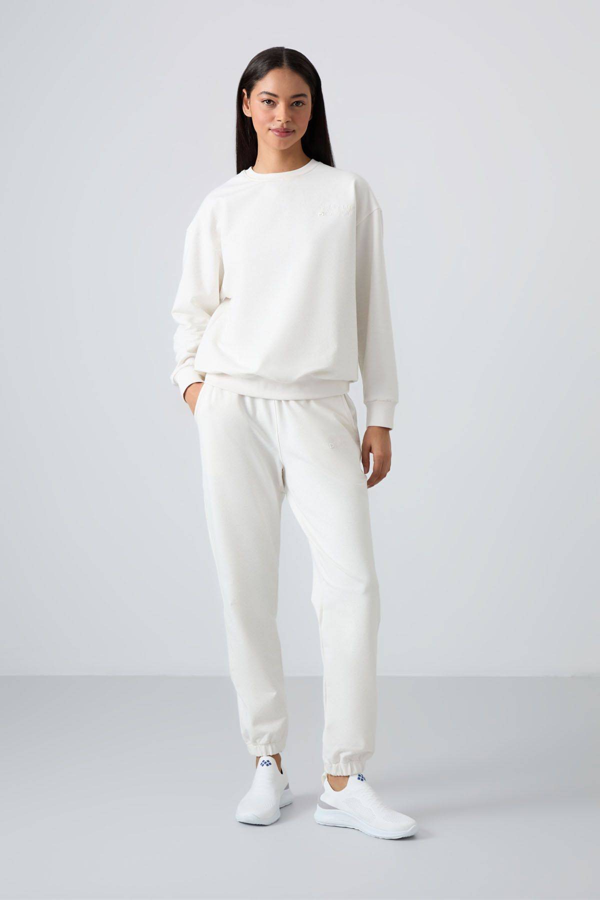 ست لباس ورزشی زنانه یقه O اورسایز الاستیک