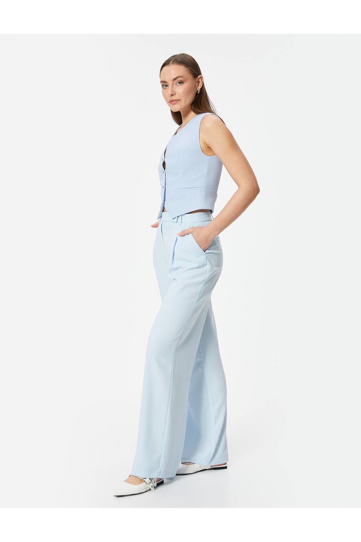 شلوار Palazzo جیب کمر بلند و مناسب مناسب