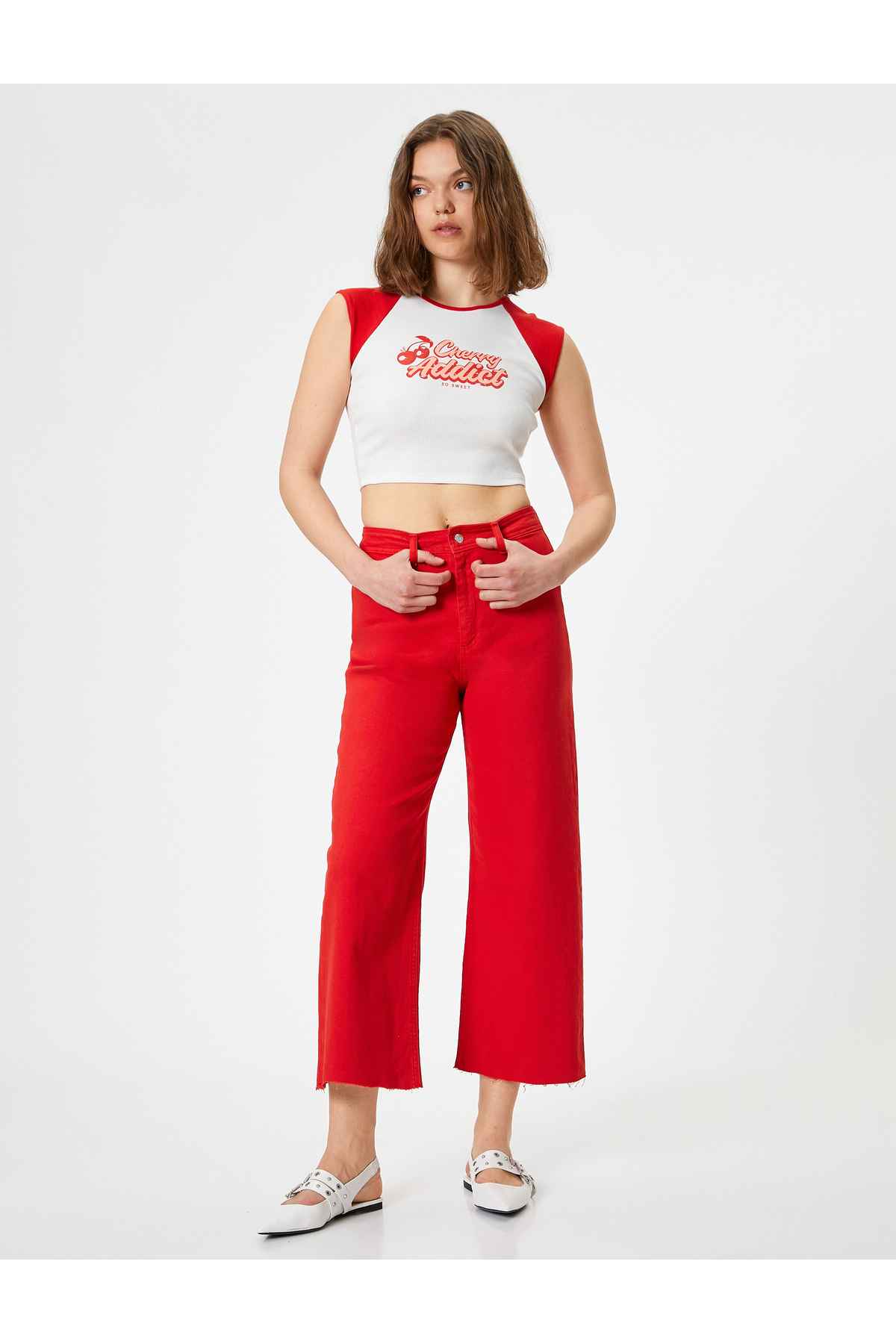 شلوار جین پهن بریده کمر بلند - جین ساندرا