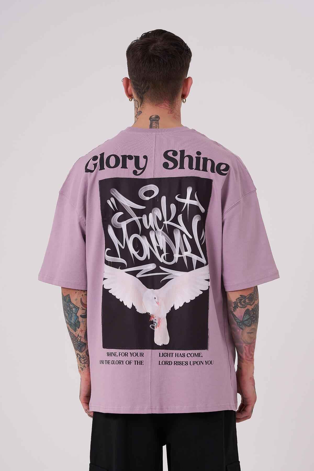 تیشرت مردانه گلوری شاین چاپ سایز بزرگ یخی خاکستری