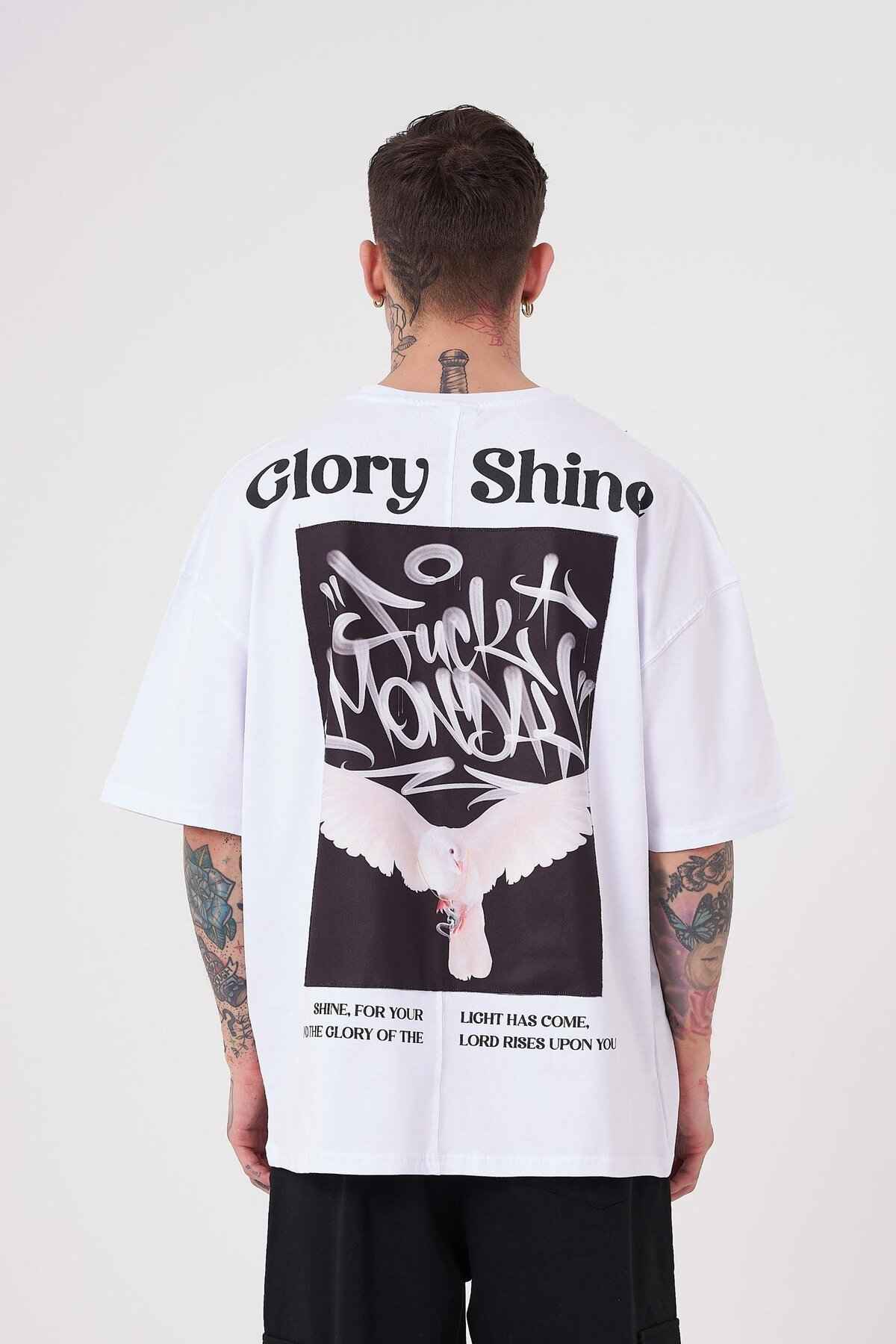 تیشرت مردانه گلوری شاین چاپ سایز بزرگ یخی خاکستری