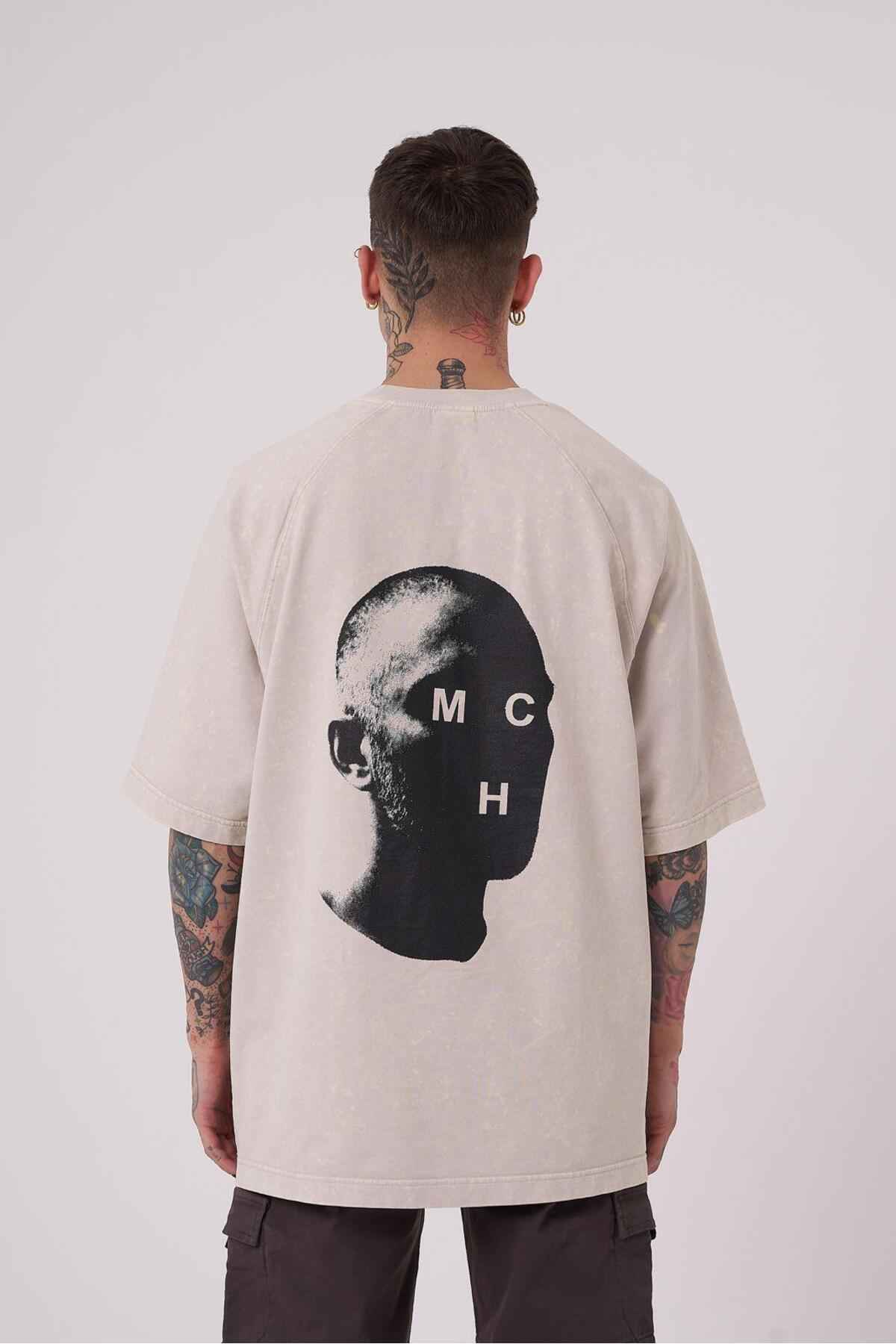 تیشرت مردانه بی اورجینال با چاپ شسته بزرگ سایز خالدار