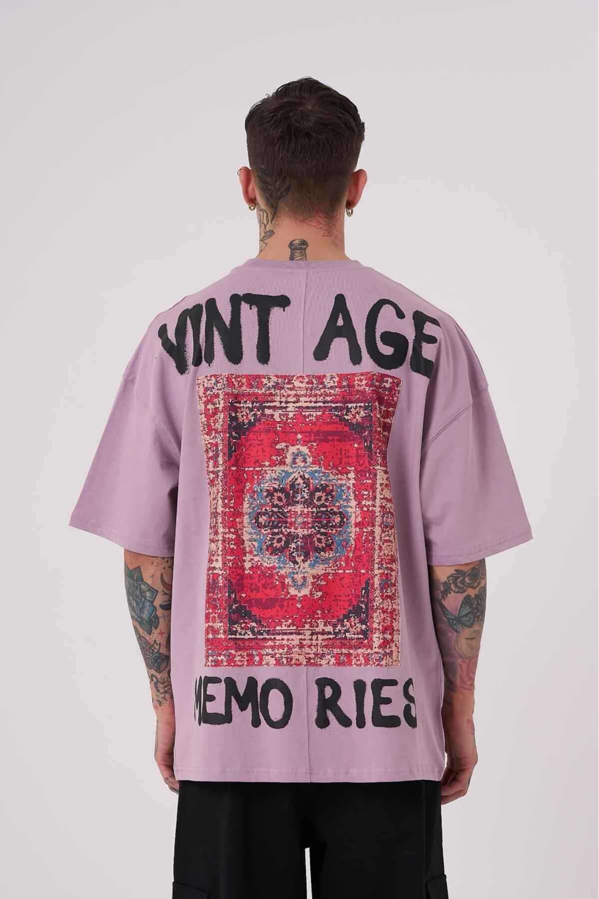 تیشرت خاکستری سایز چاپ شده خاطرات قدیمی مردانه