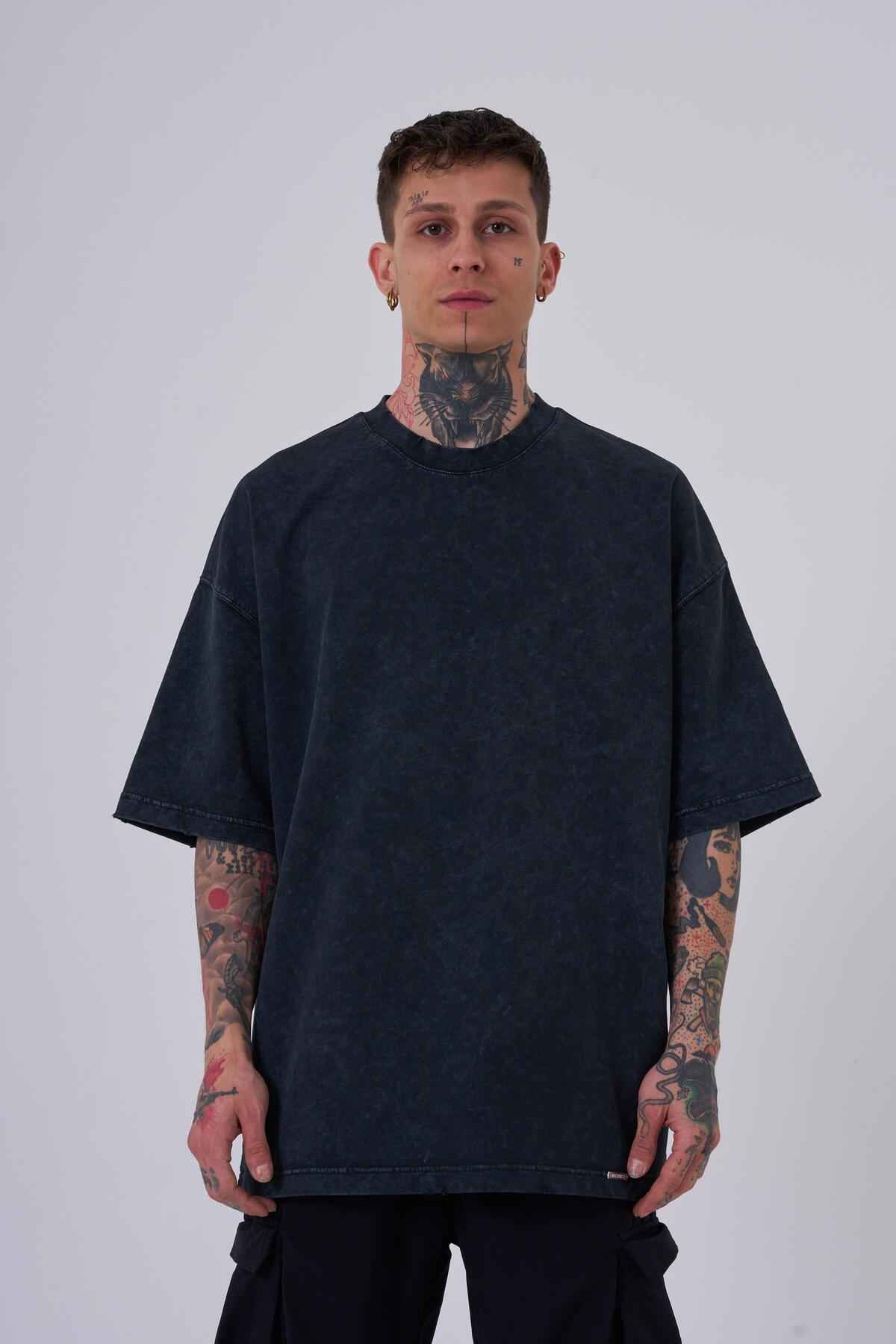 تیشرت خالدار آسفالتی وصله مخفی مردانه قابل شستشو