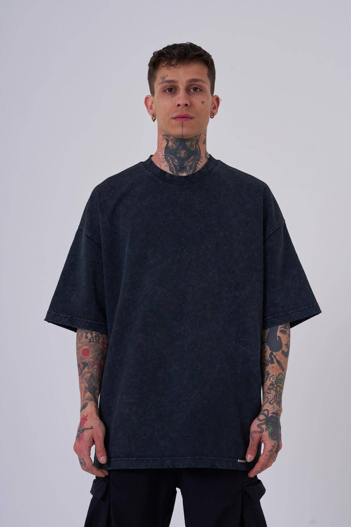 تیشرت خالدار آسفالتی وصله مخفی مردانه قابل شستشو