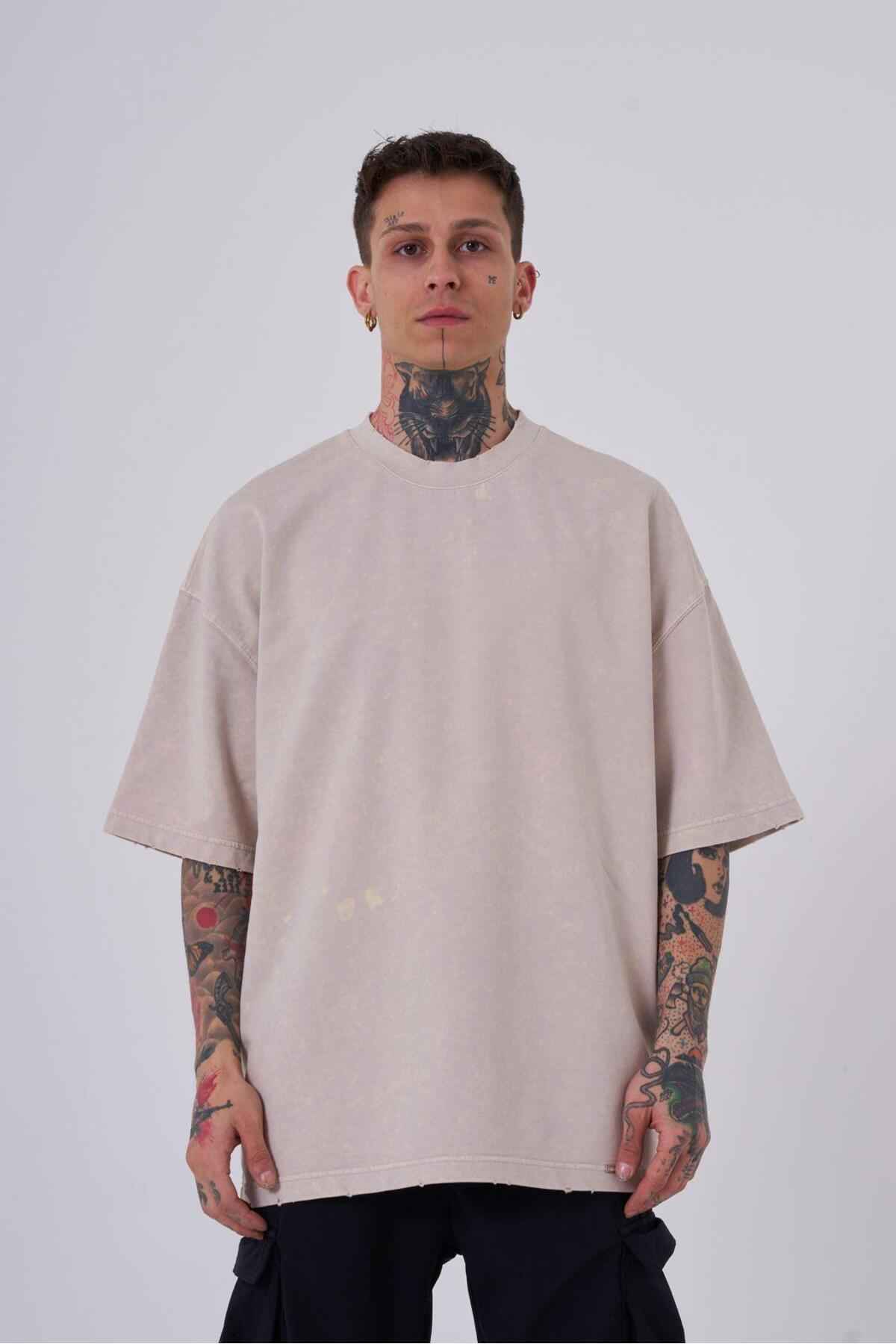 تیشرت خالدار آسفالتی وصله مخفی مردانه قابل شستشو