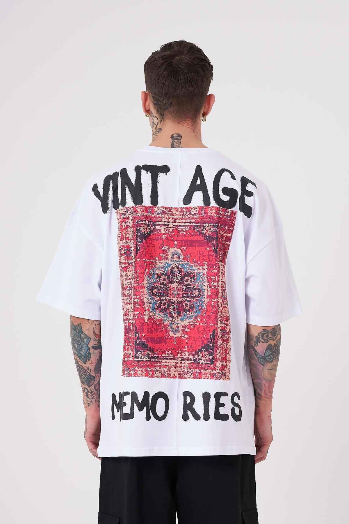 تیشرت خاکستری سایز چاپ شده خاطرات قدیمی مردانه