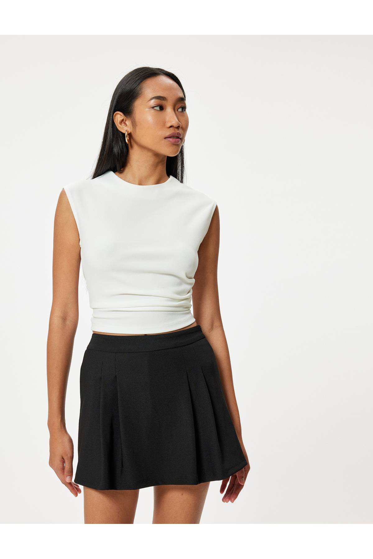 دامن کوتاه چین دار باریک مناسب کمر استاندارد