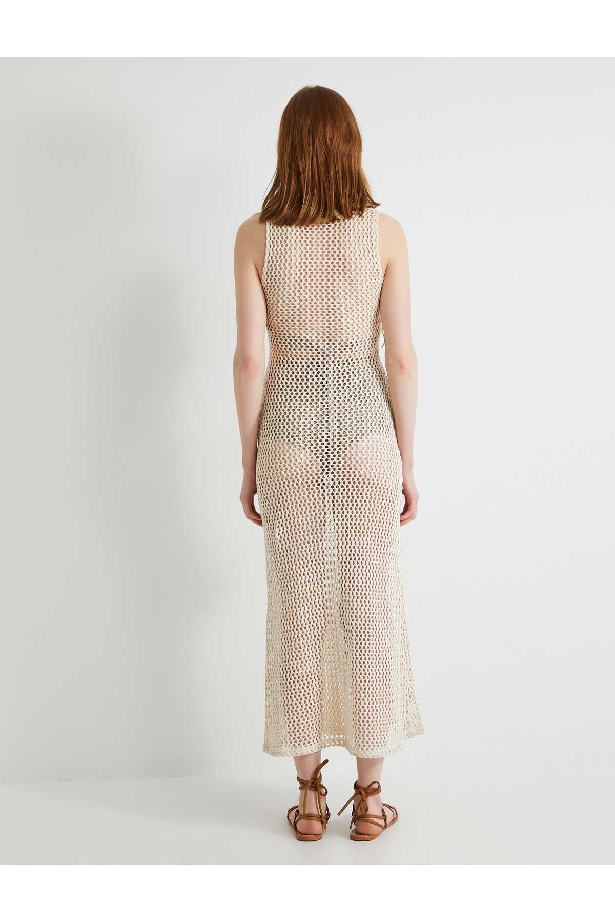 بند های ضخیم یقه V-لباس میدی روباز