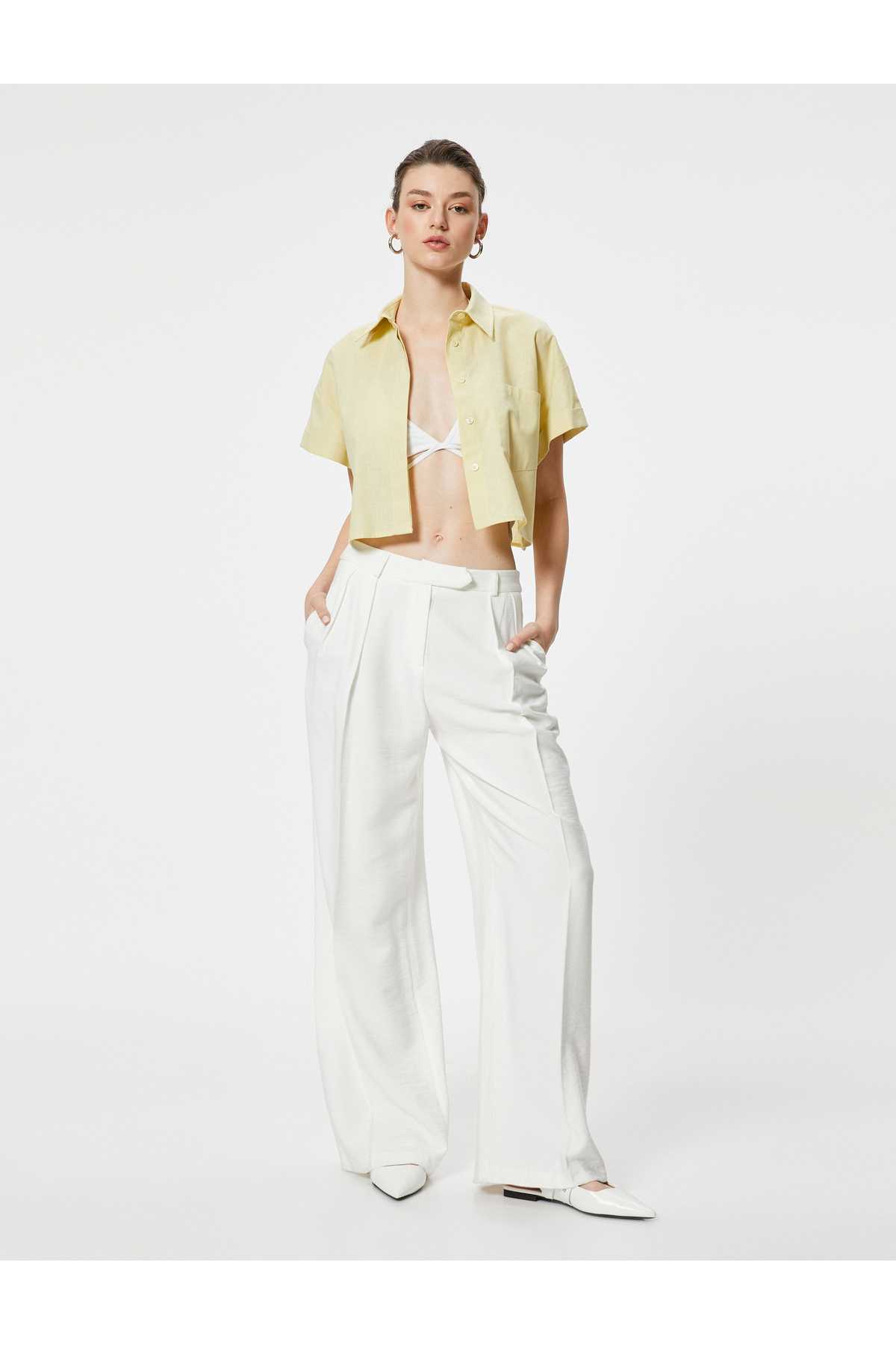 ترکیبی از پنبه کتانی با جیب برش