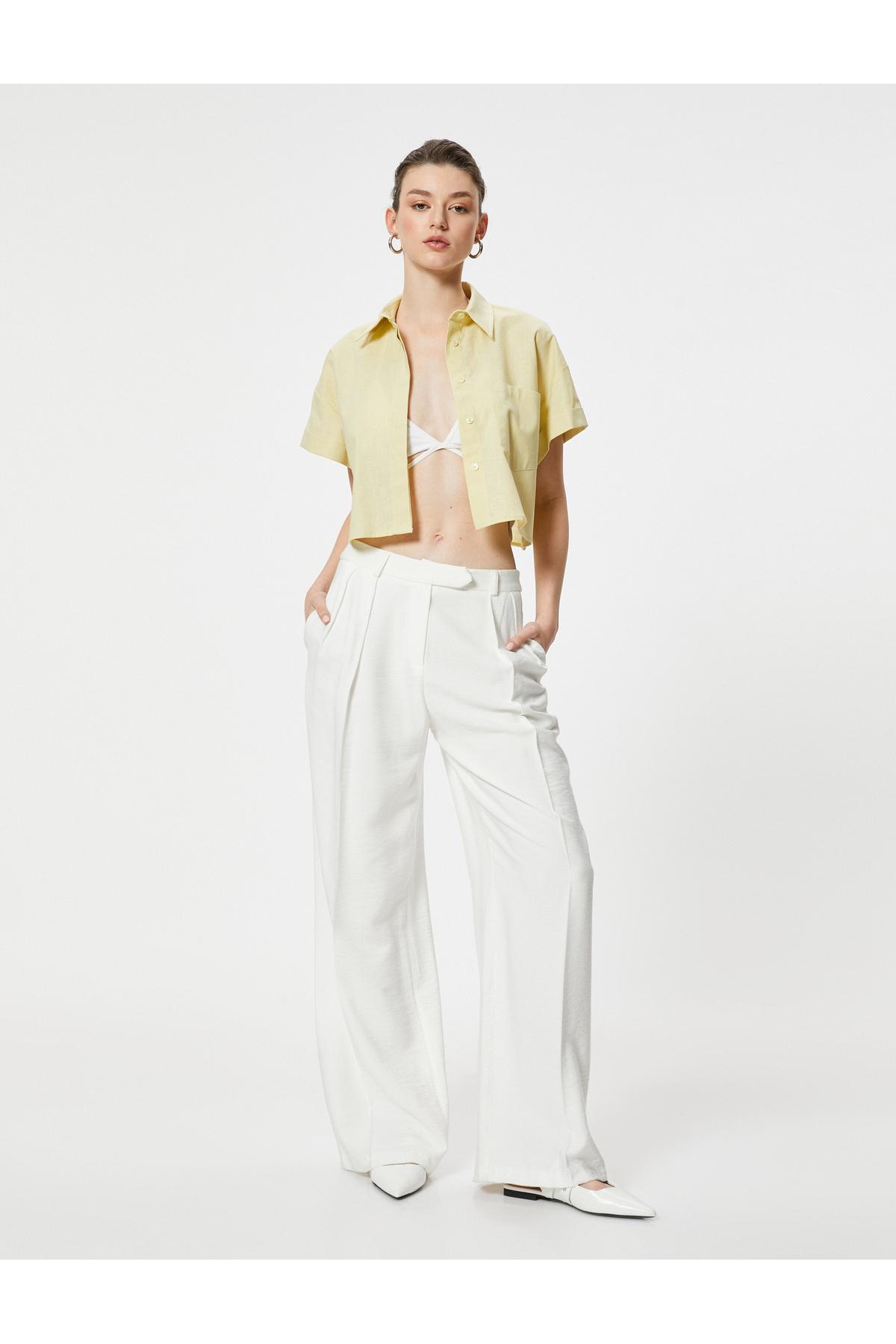 ترکیبی از پنبه کتانی با جیب برش