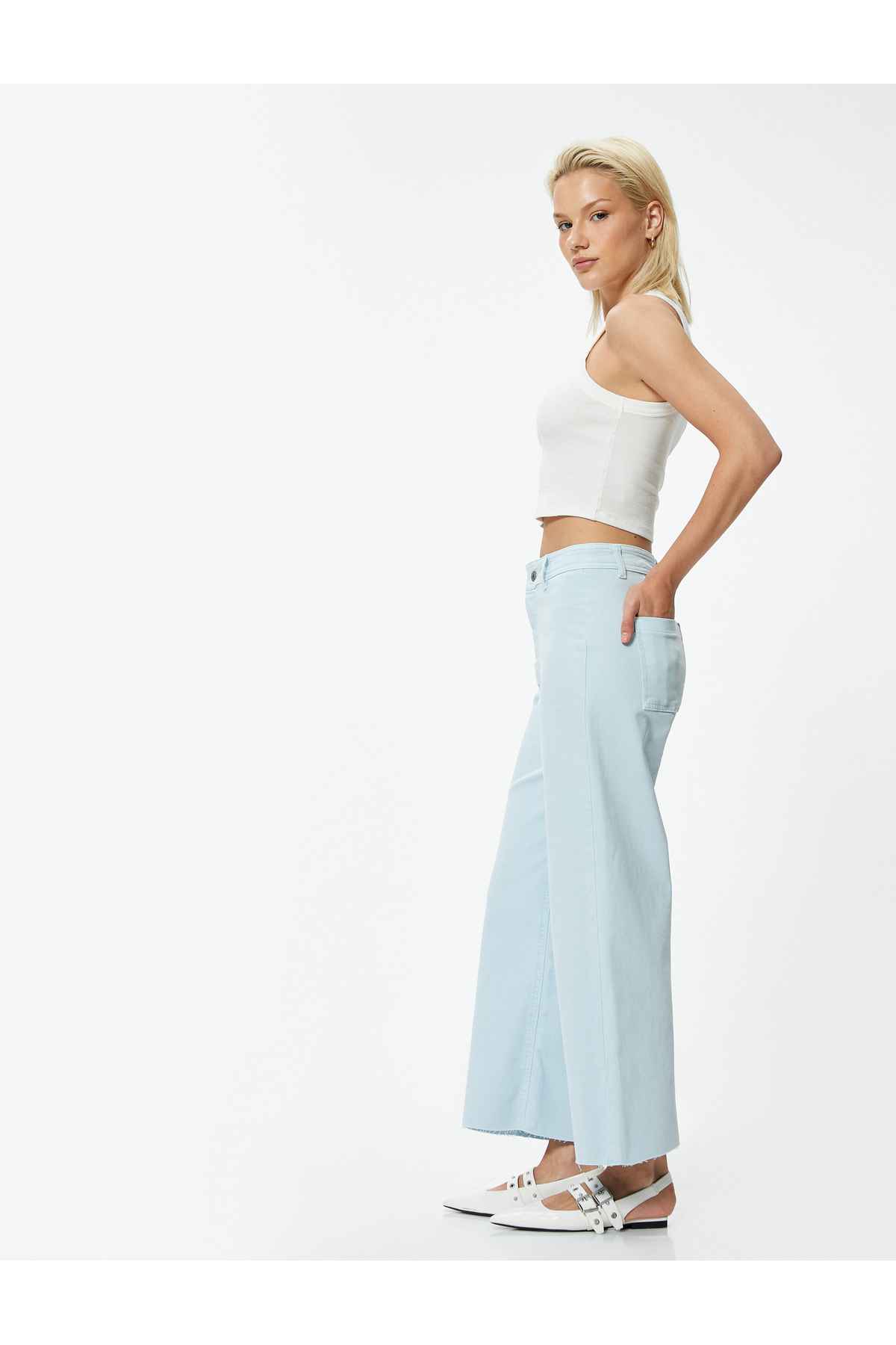 شلوار جین پهن بریده کمر بلند - جین ساندرا