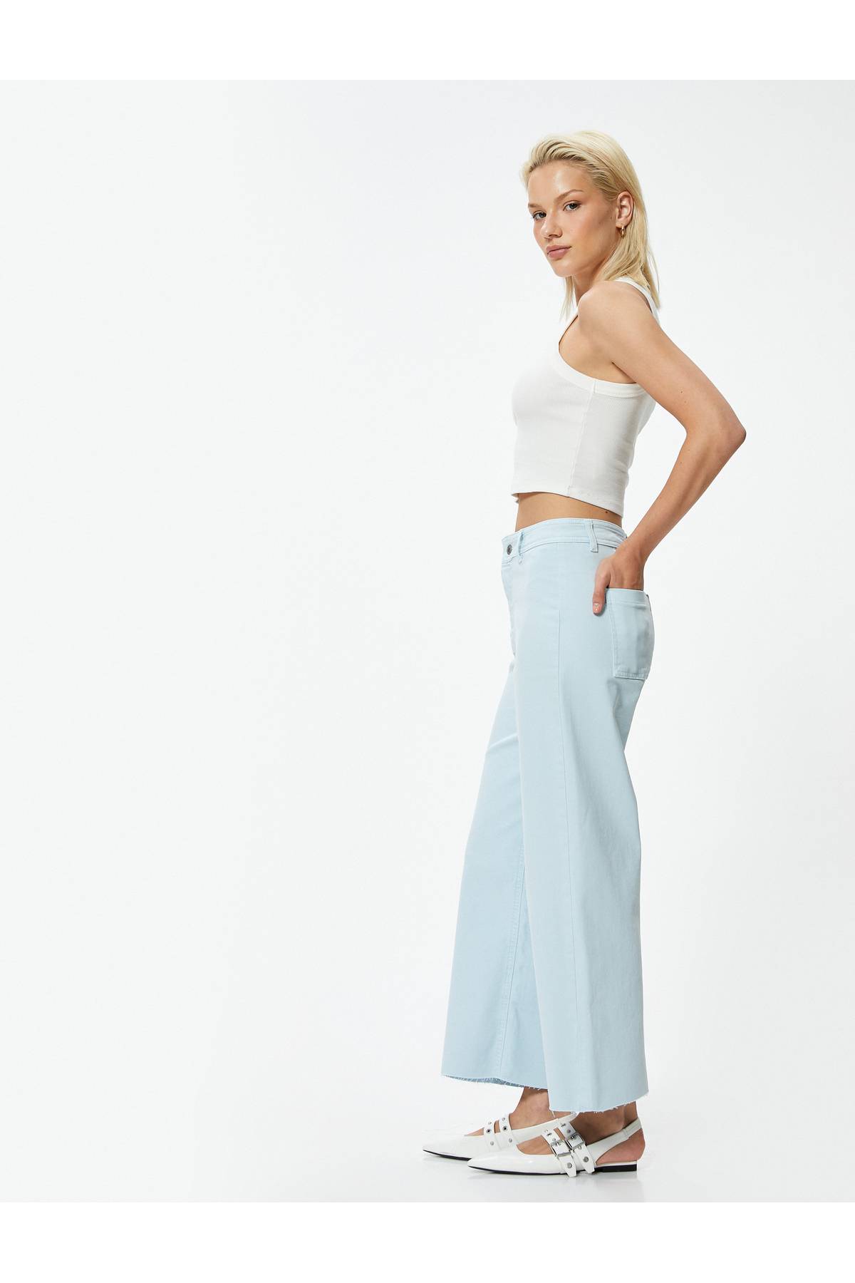 شلوار جین پهن بریده کمر بلند - جین ساندرا