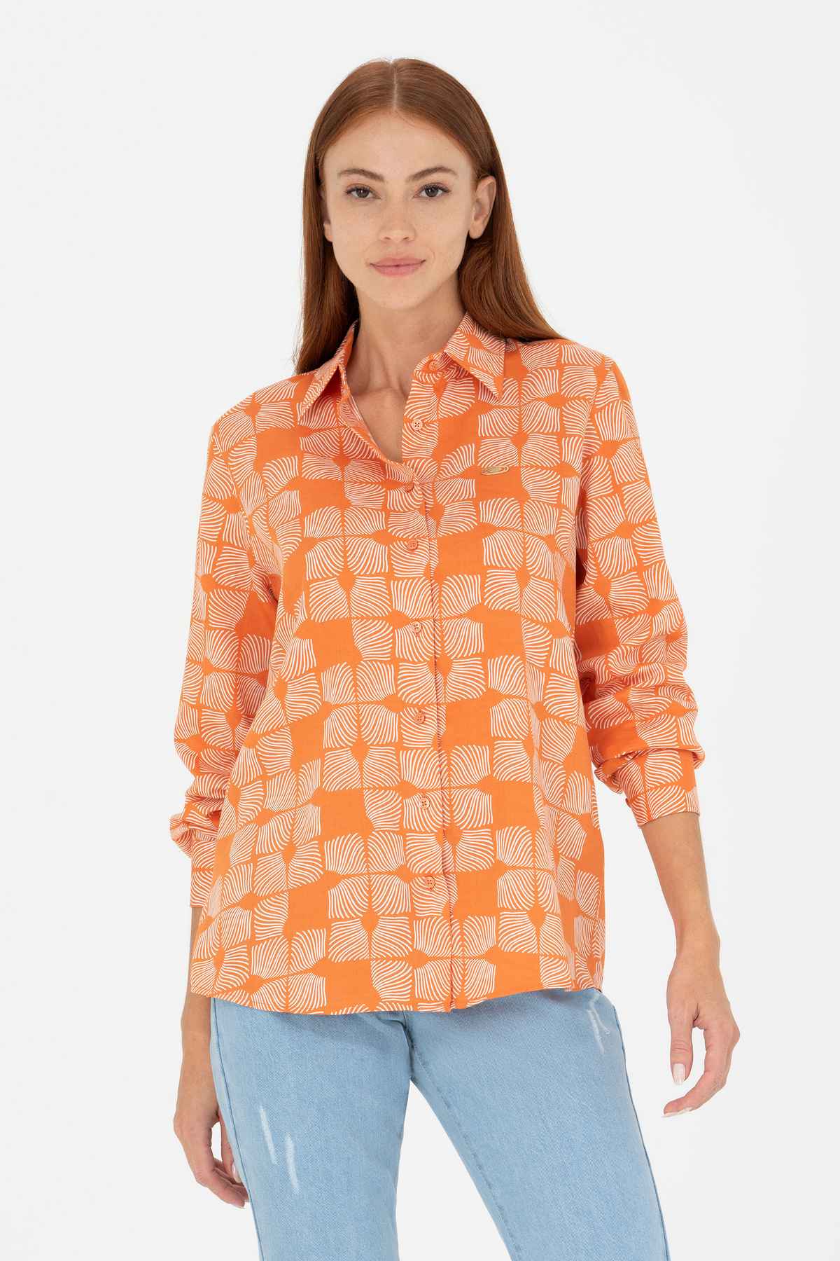 پیراهن آستین بلند زنانه آجری 50264437-vr031