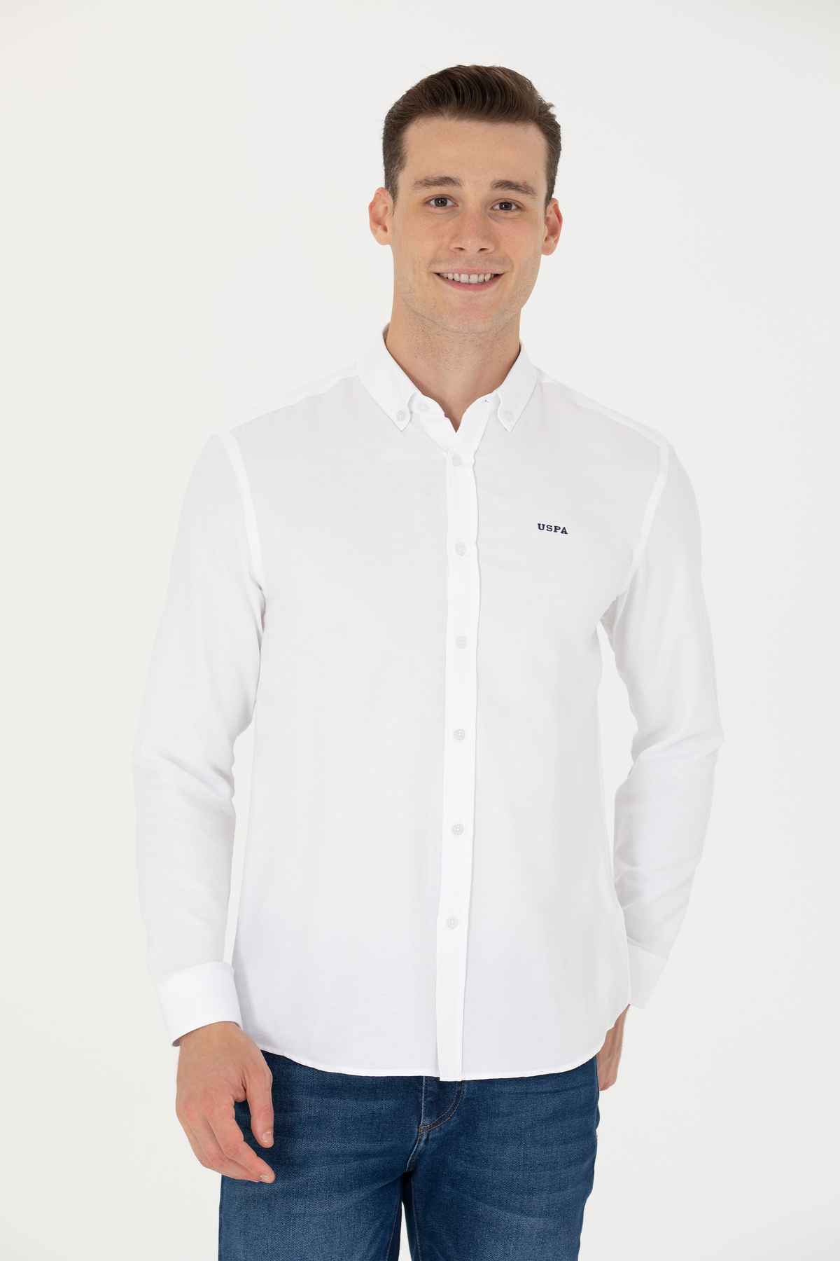 پیراهن پایه آستین بلند آبی سرمه ای مردانه 50277266-VR033