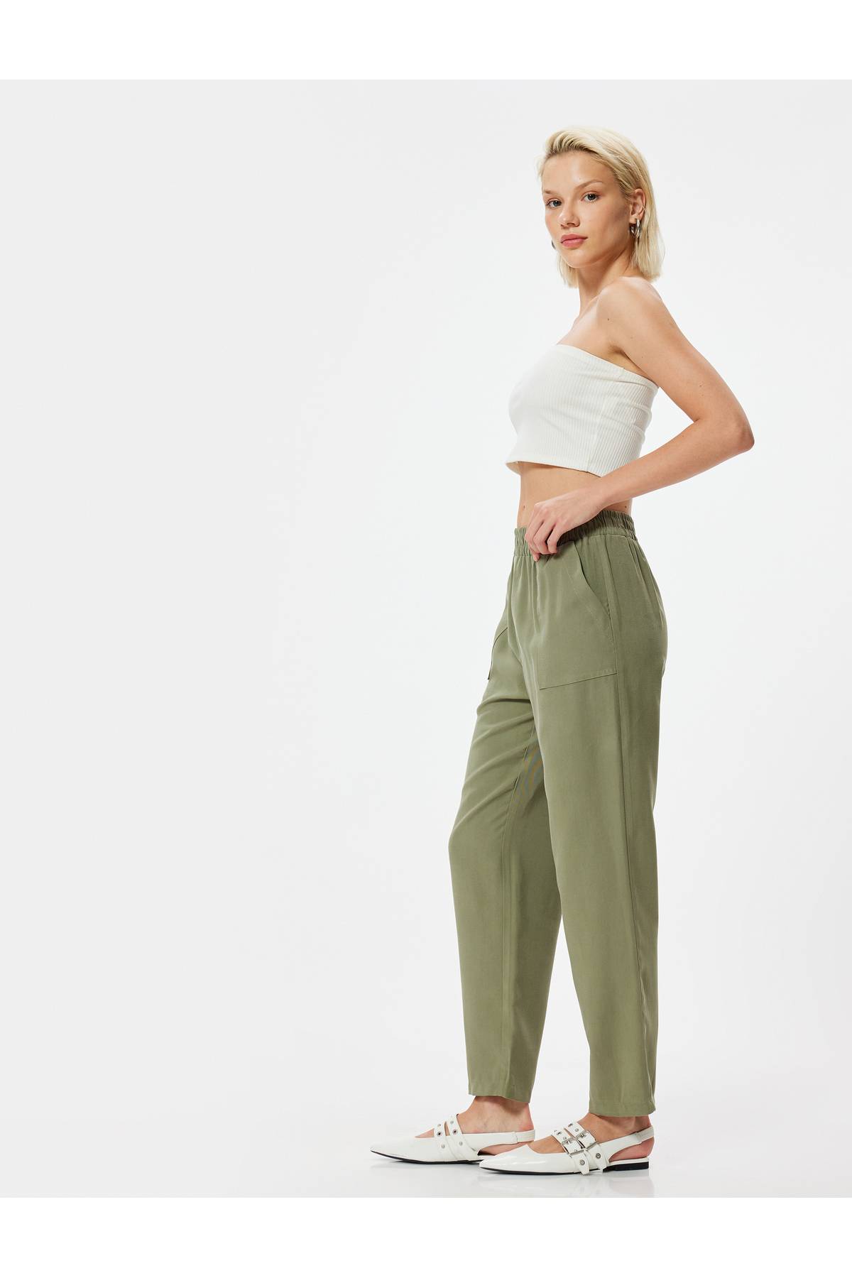 شلوار برش هویج پارچه ویسکوز با جیب