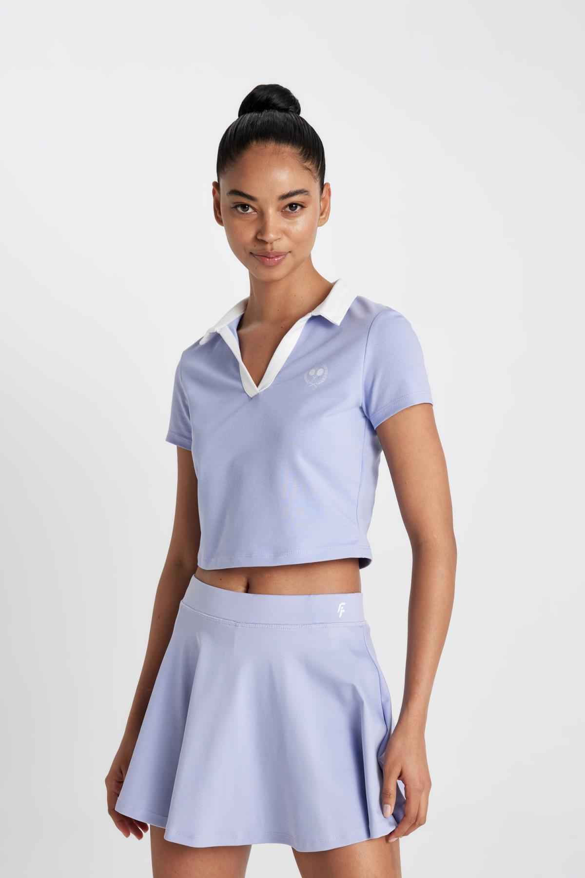 تیشرت آستین کوتاه یقه ورزشکار با تناسب استاندارد DeFactoFit