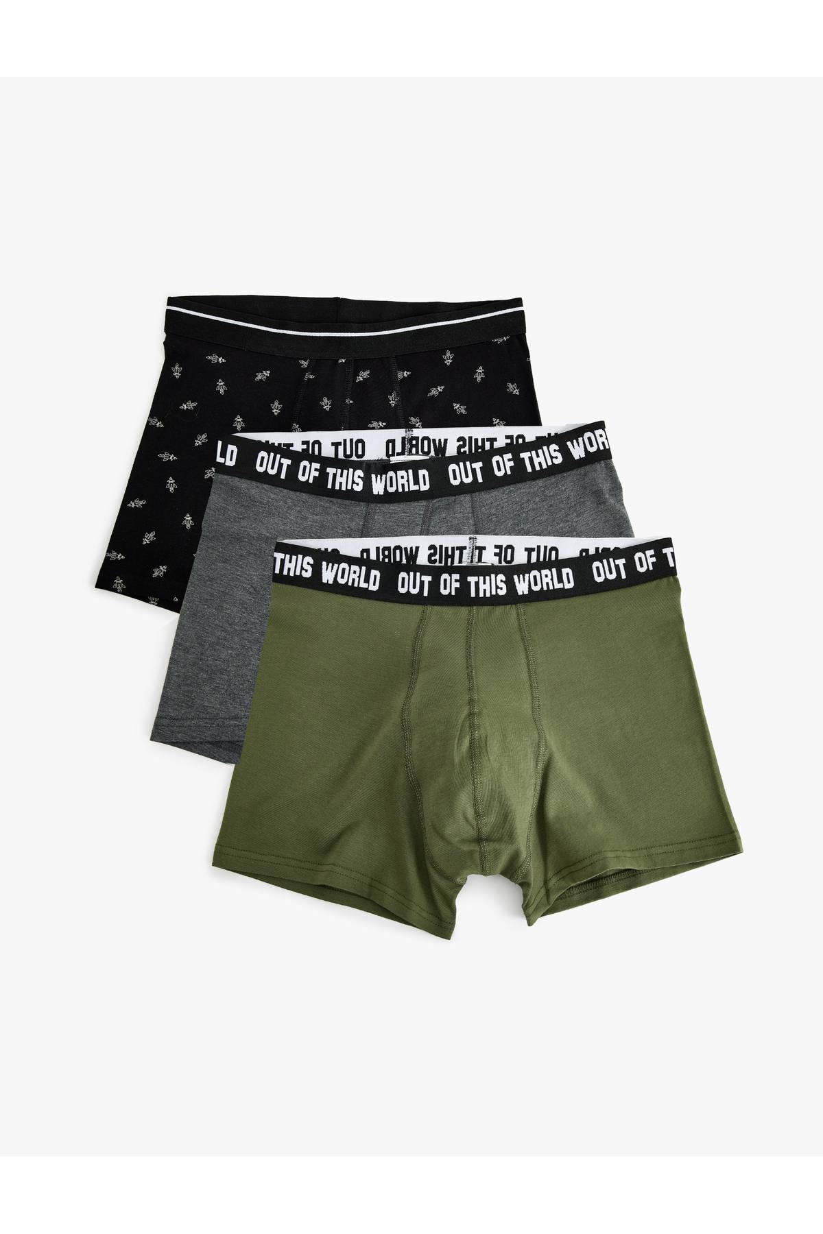 ست باکسر 3 تکه شعار چاپ چند رنگ پنبه ای