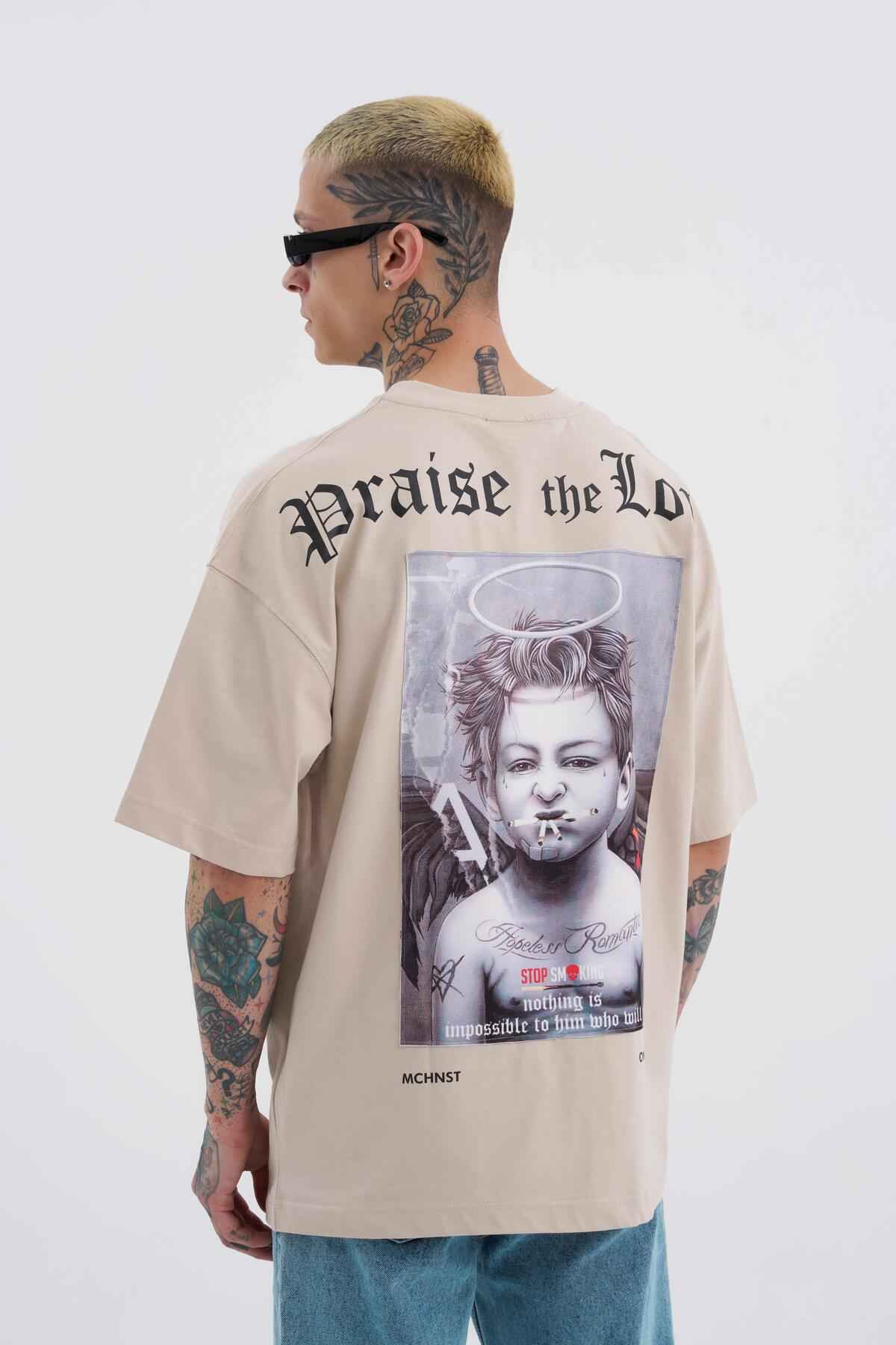 تیشرت مشکی سایز بزرگ مردانه با چاپ فرشته بد