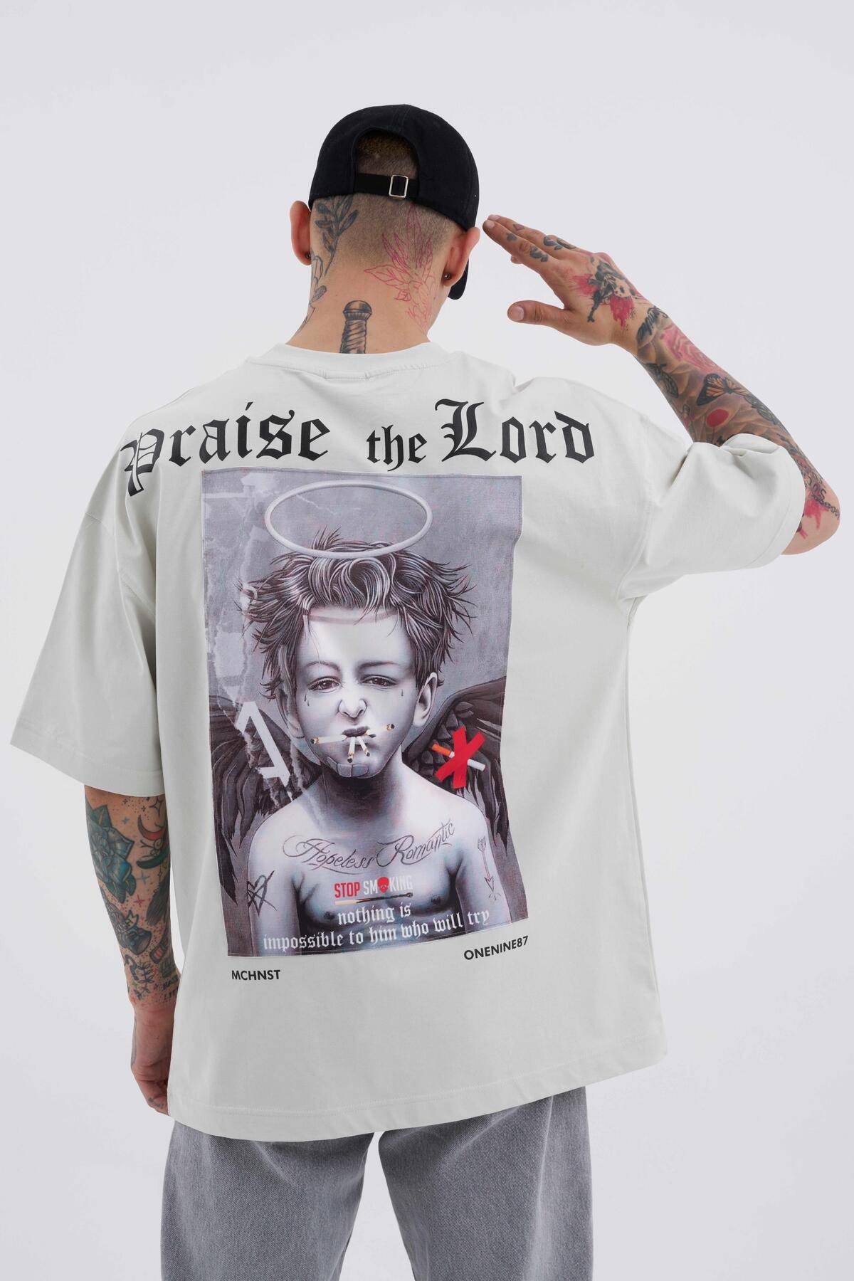 تیشرت مشکی سایز بزرگ مردانه با چاپ فرشته بد