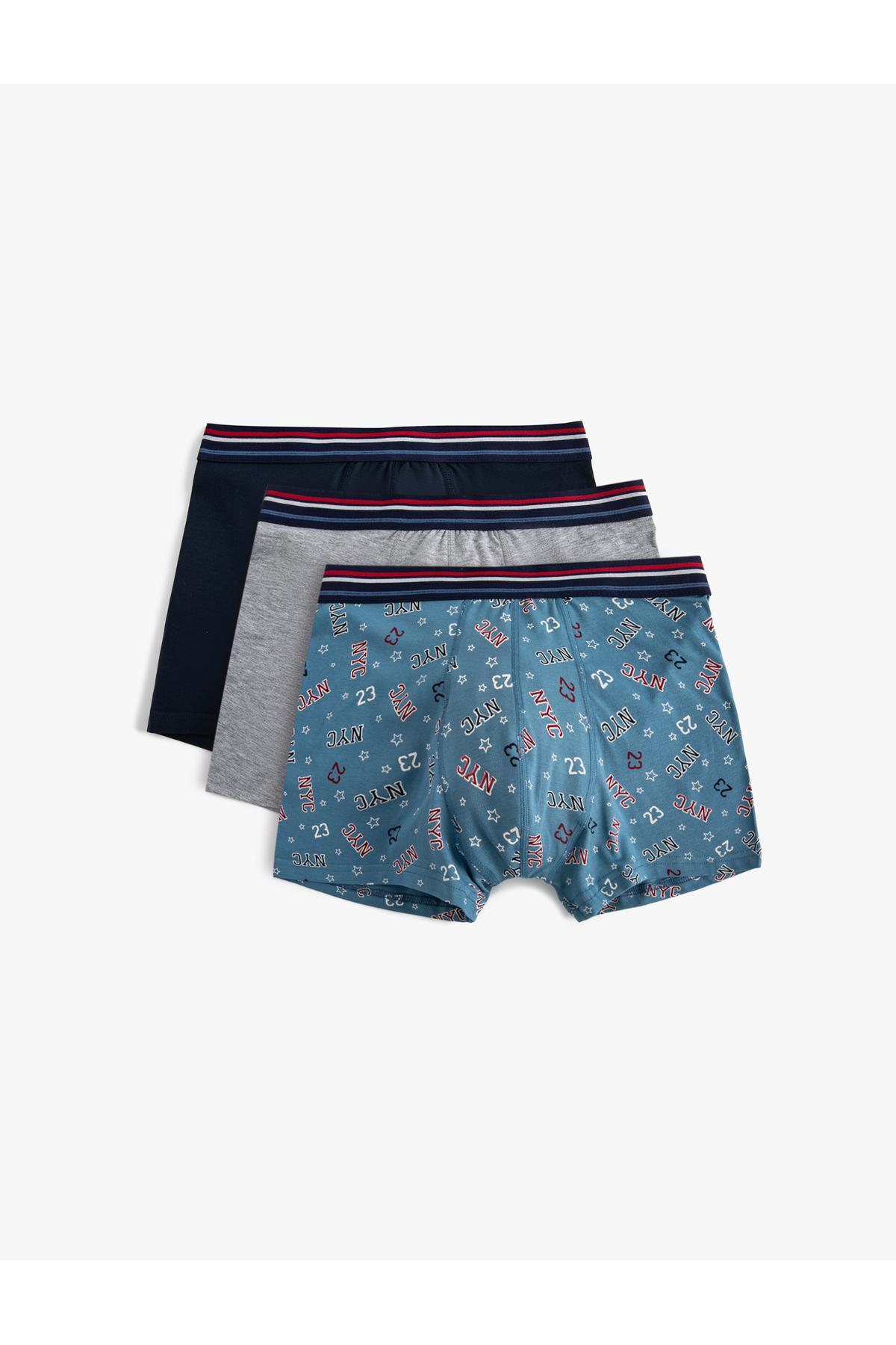 ست باکسر 3 تکه شعار چاپ چند رنگ پنبه ای