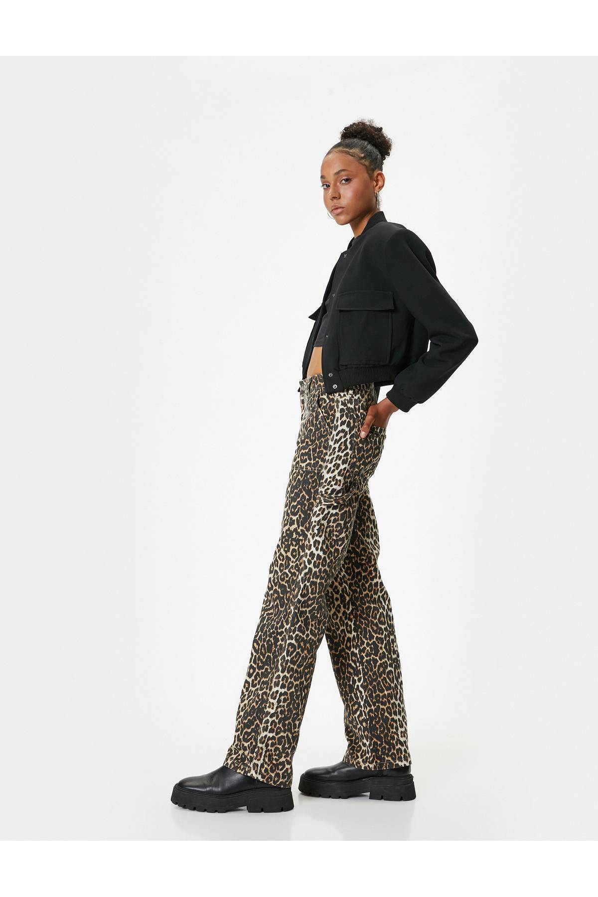 شلوار جین طرح پلنگی استاندارد کمر راست - جین بیانکا