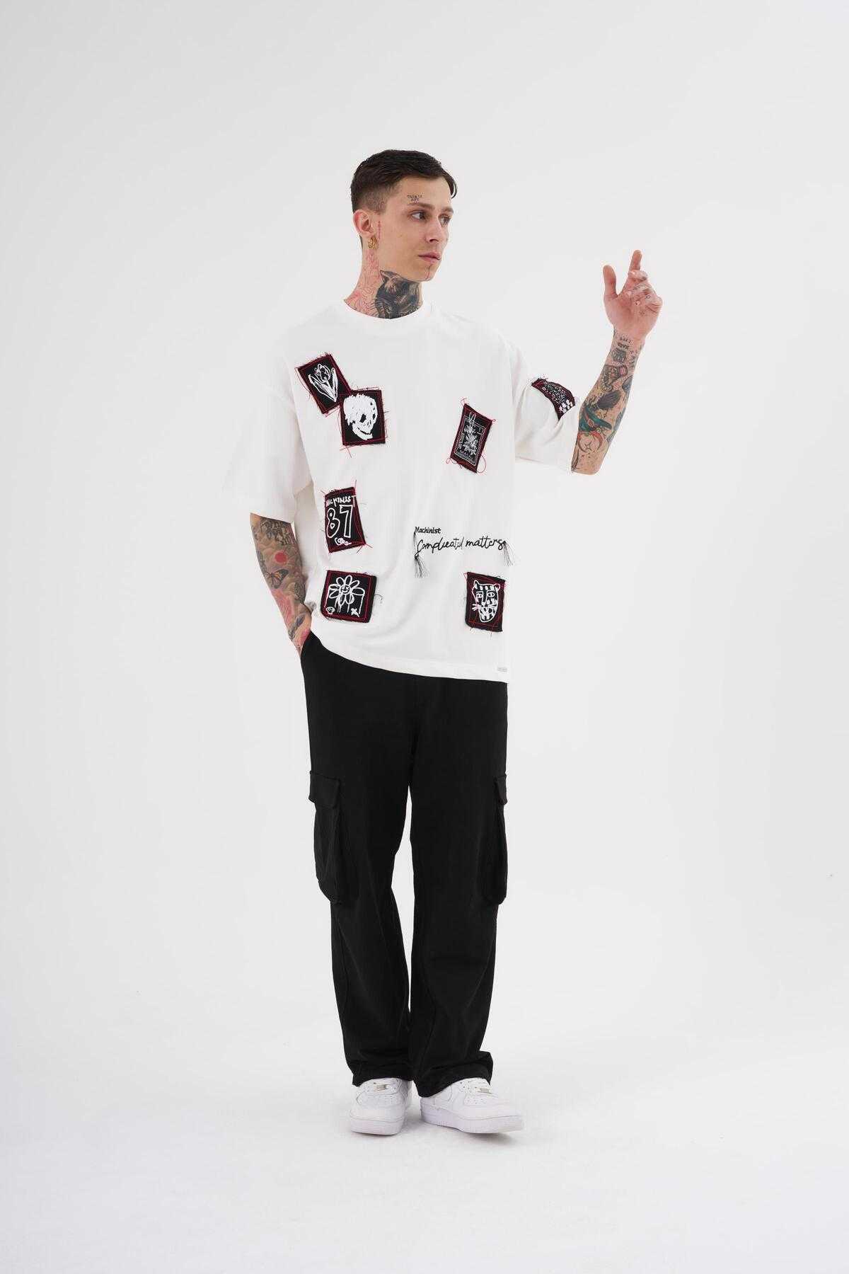 تیشرت مردانه اکرو سایز وصله دار چاپ شده