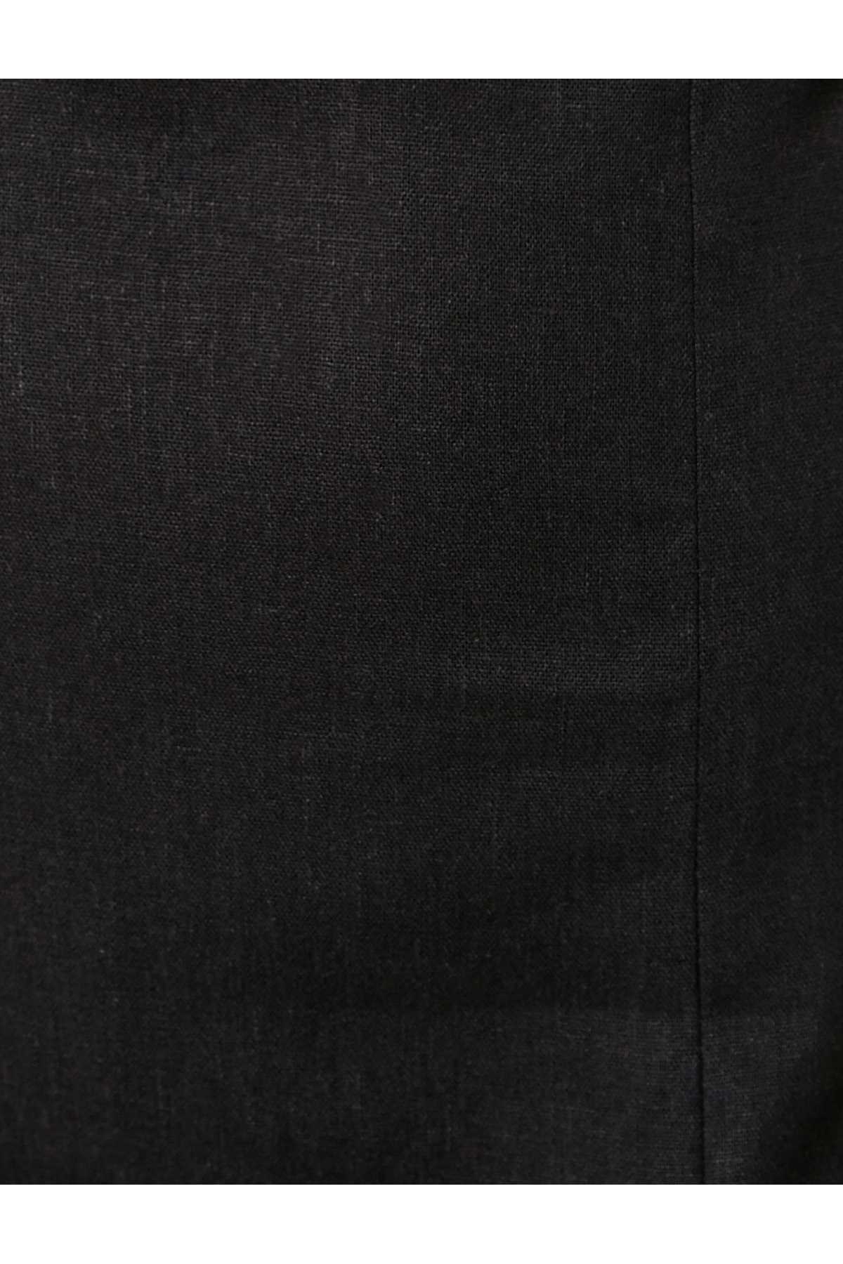 بند کتانی ترکیبی لباس بلند کراوات جلو