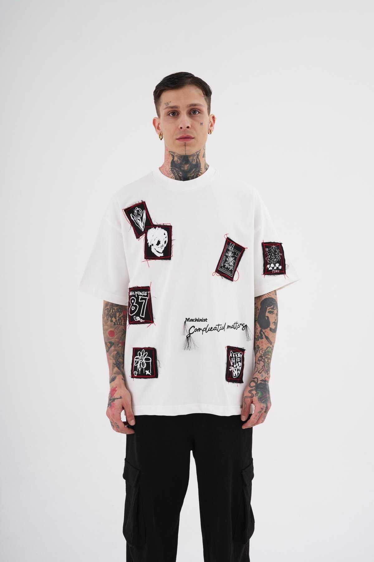 تیشرت مردانه اکرو سایز وصله دار چاپ شده