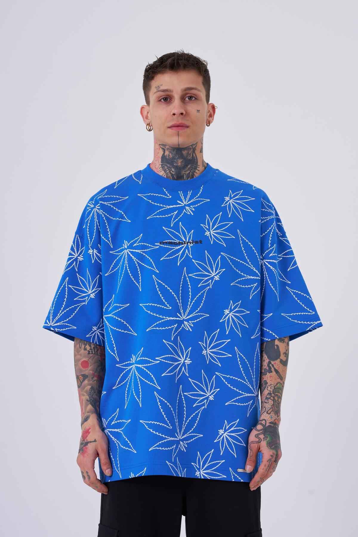 تیشرت اکرو سایز اورسایز پرینت برگ کانا مردانه