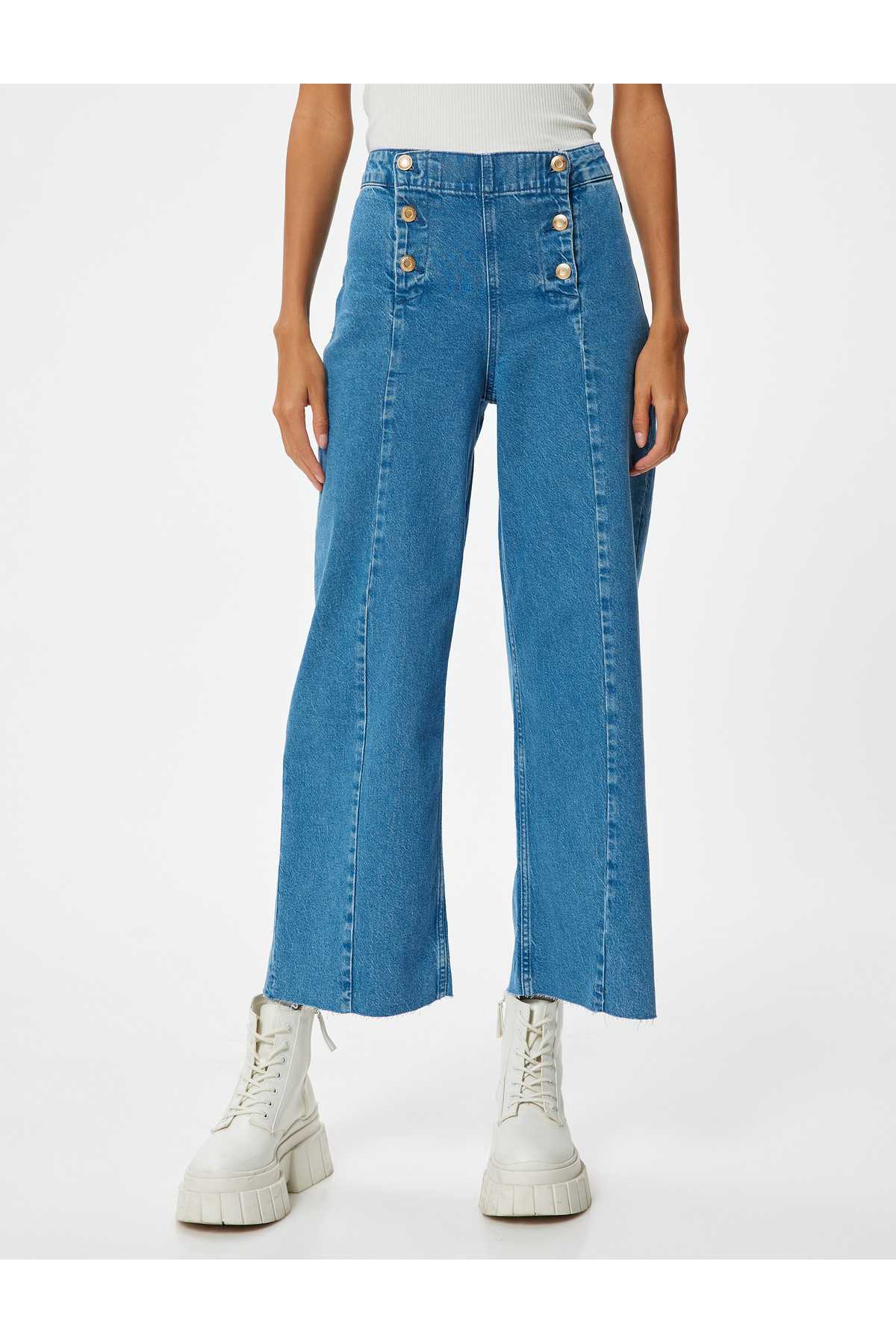شلوار جین پهن بریده کمر بلند - جین ساندرا