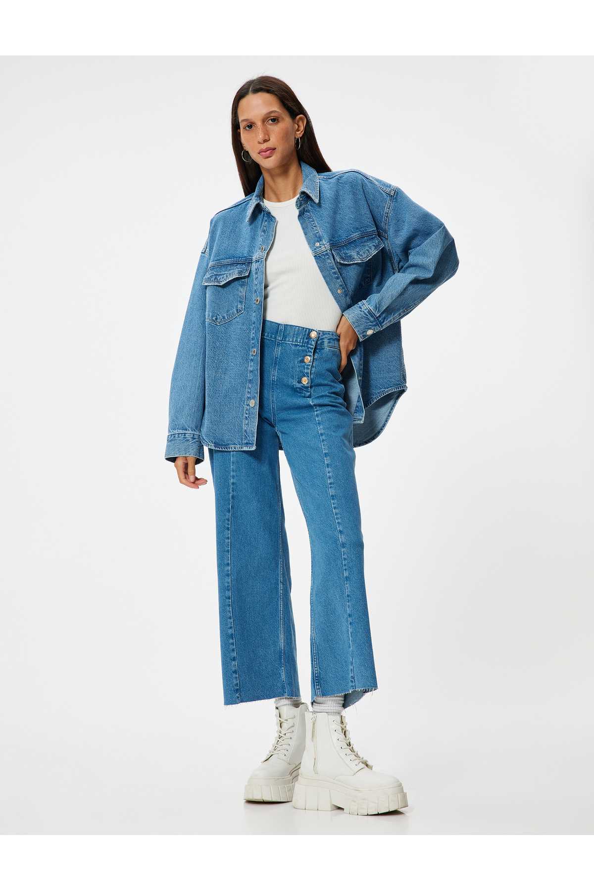 شلوار جین پهن بریده کمر بلند - جین ساندرا