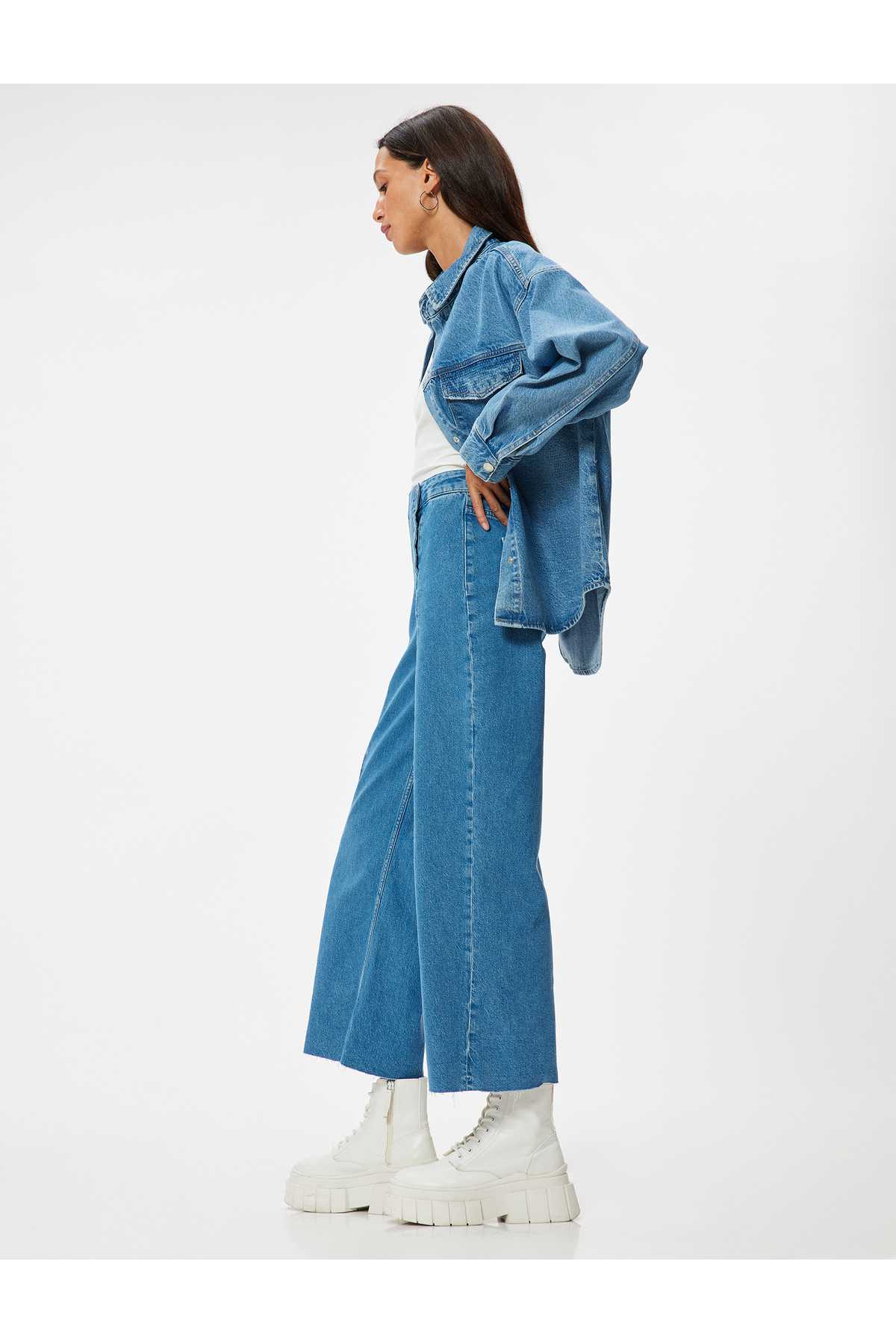 شلوار جین پهن بریده کمر بلند - جین ساندرا