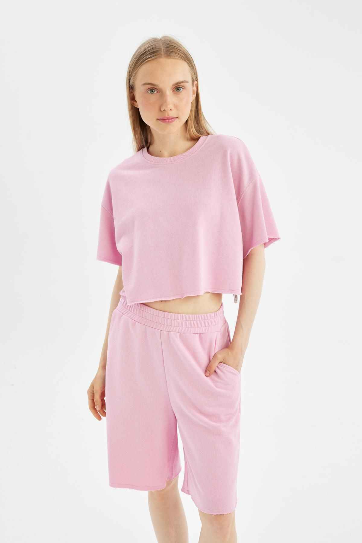 تیشرت آستین کوتاه پارچه ای ضخیم و گشاد