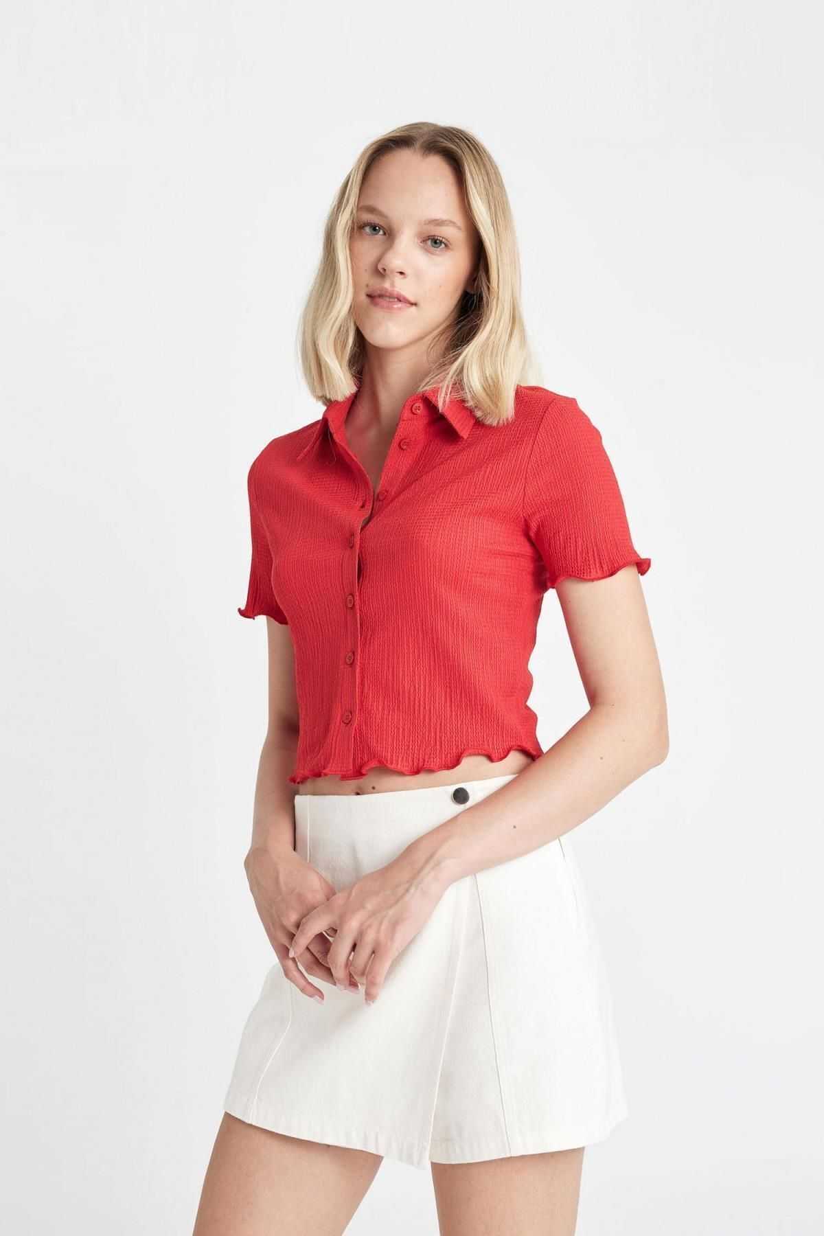 پیراهن آستین کوتاه چروک دار D3527ax24hs