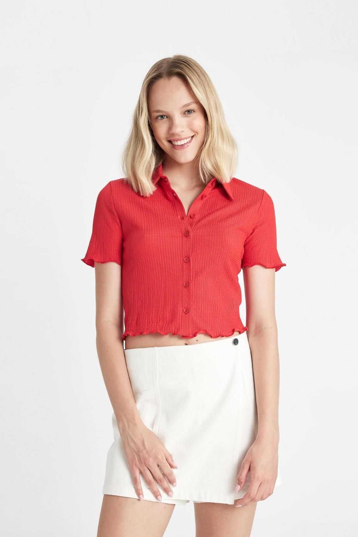 پیراهن آستین کوتاه چروک دار D3527ax24hs