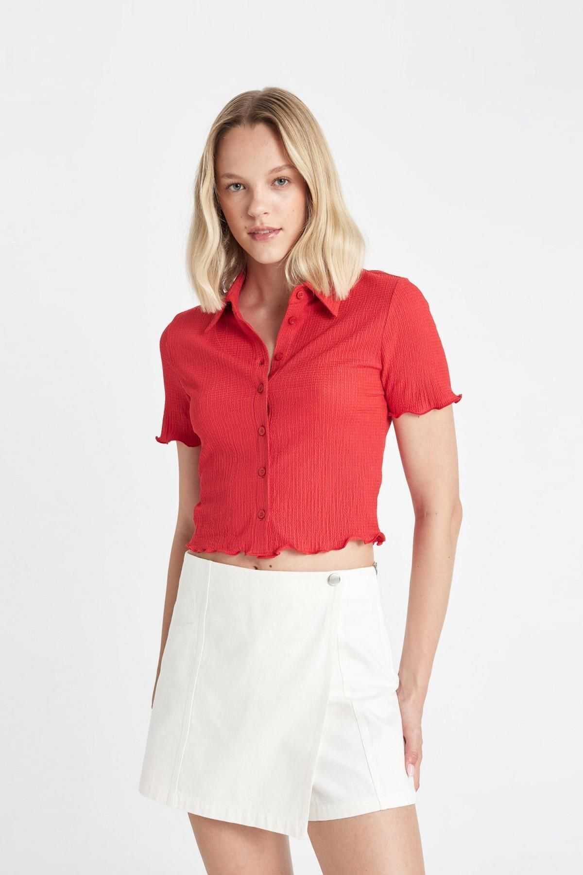 پیراهن آستین کوتاه چروک دار D3527ax24hs