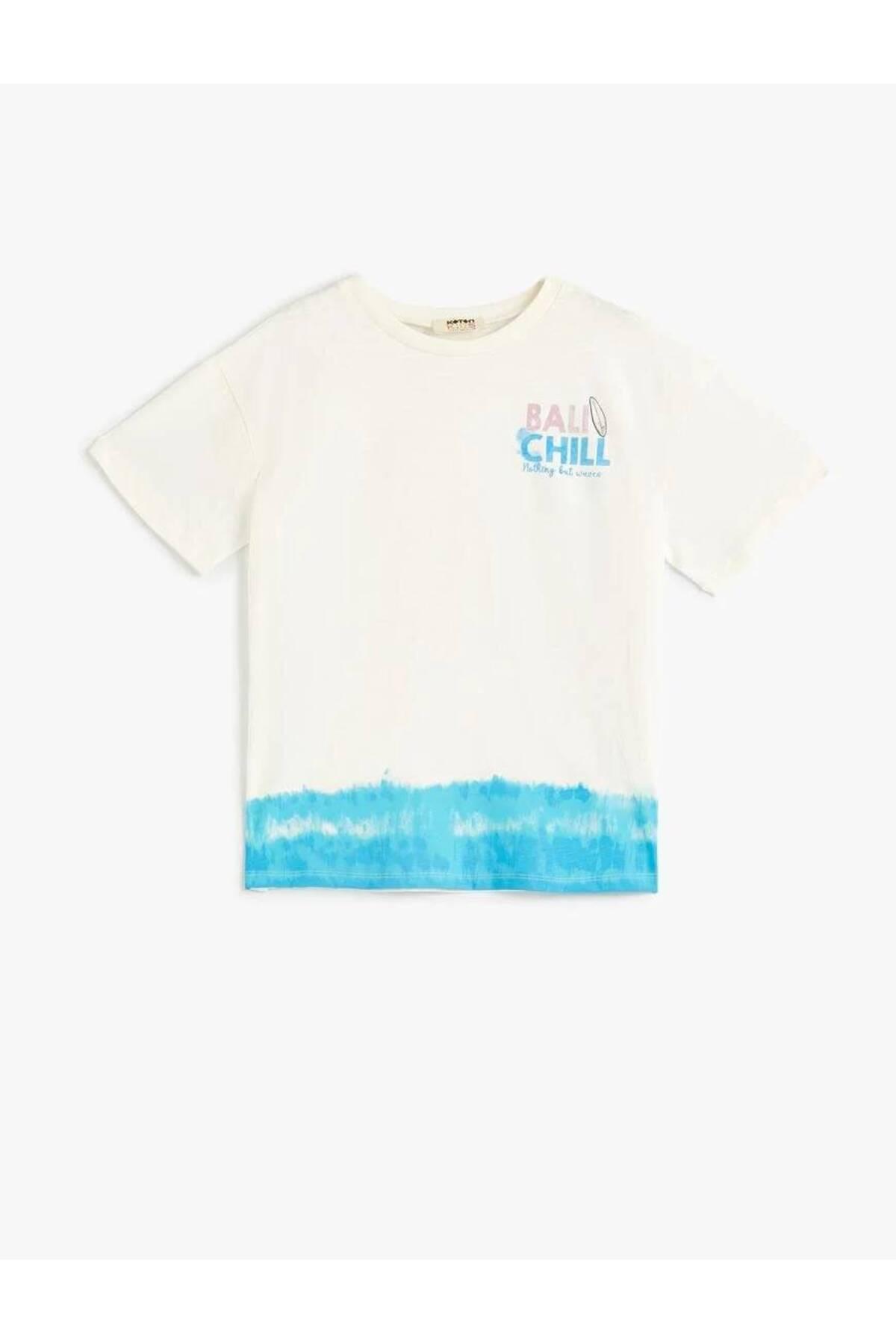 تیشرت سایز بزرگ با چاپ با یقه آستین کوتاه نخی