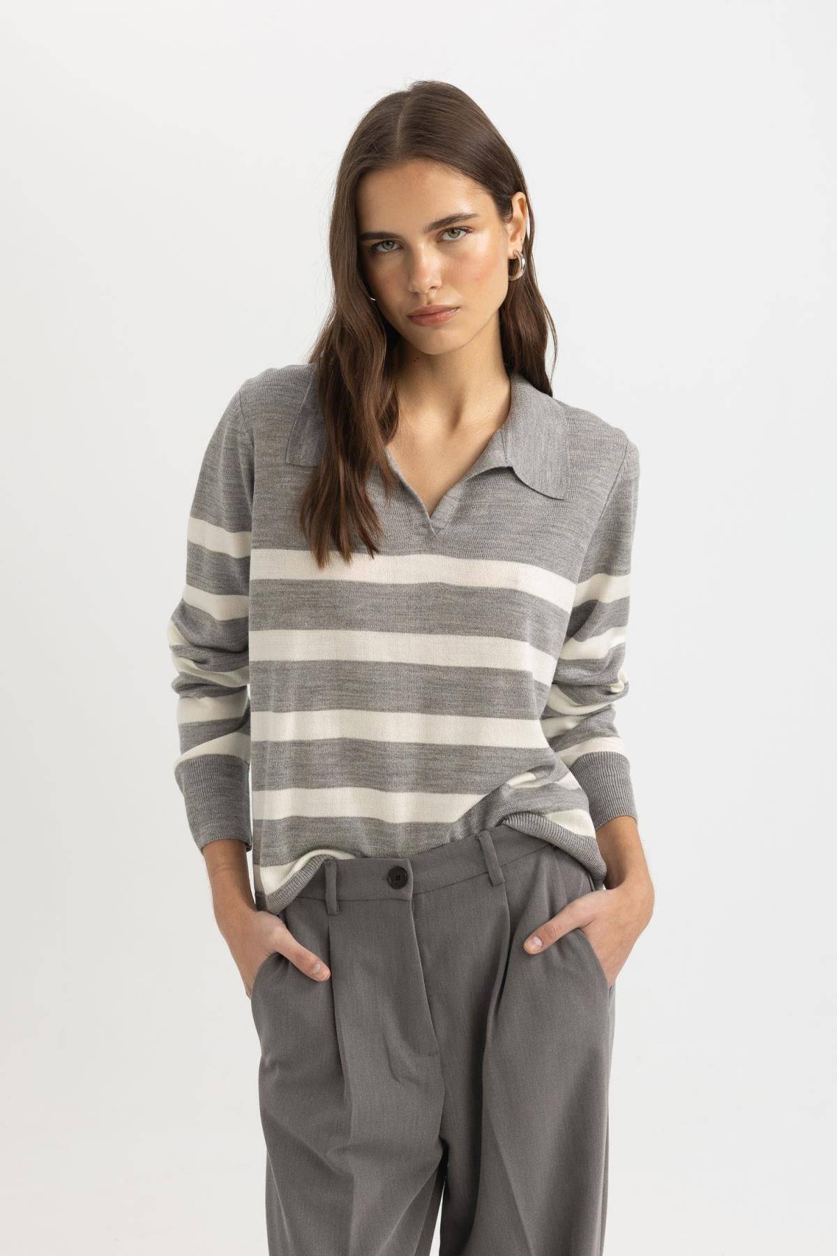 پلیور یقه پولو فیت معمولی