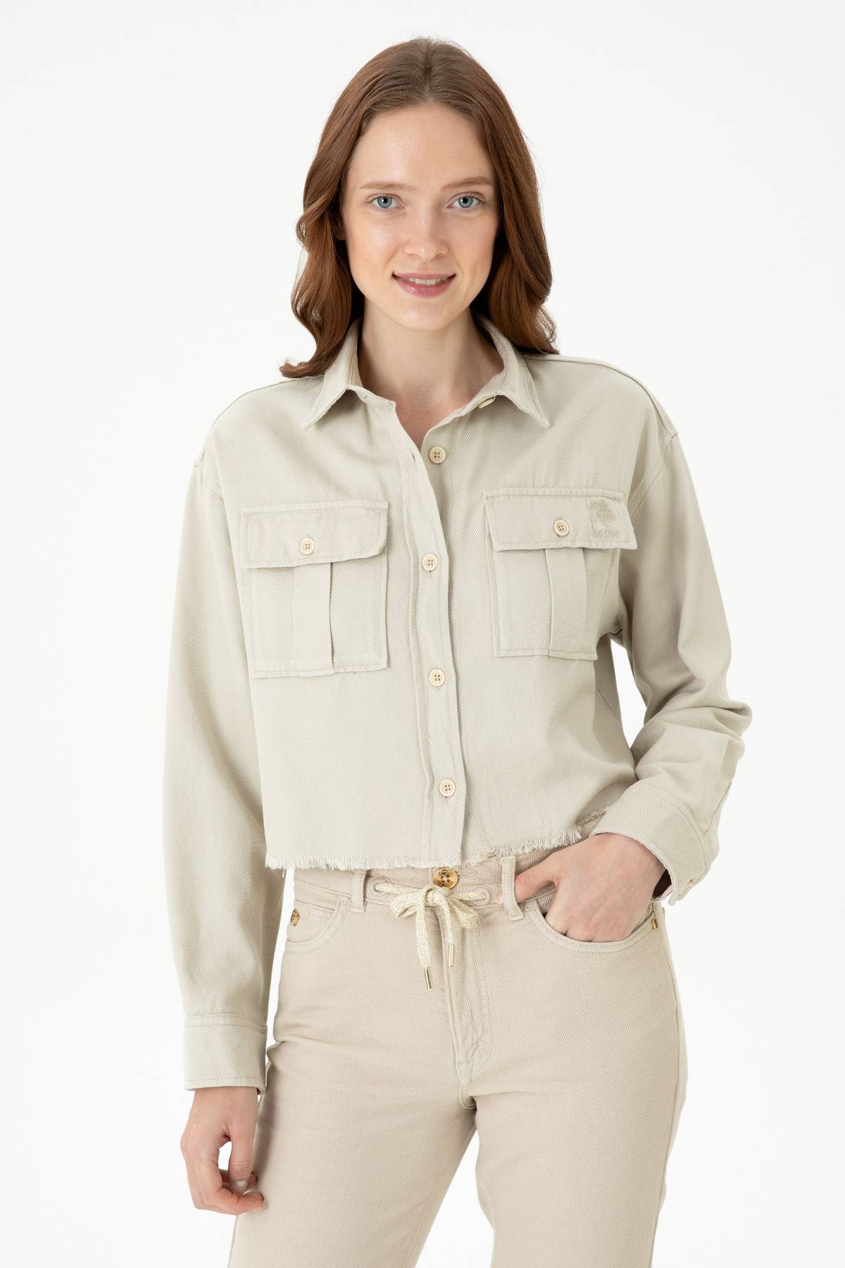 پیراهن آستین بلند سنگی زنانه 50271427-VR049