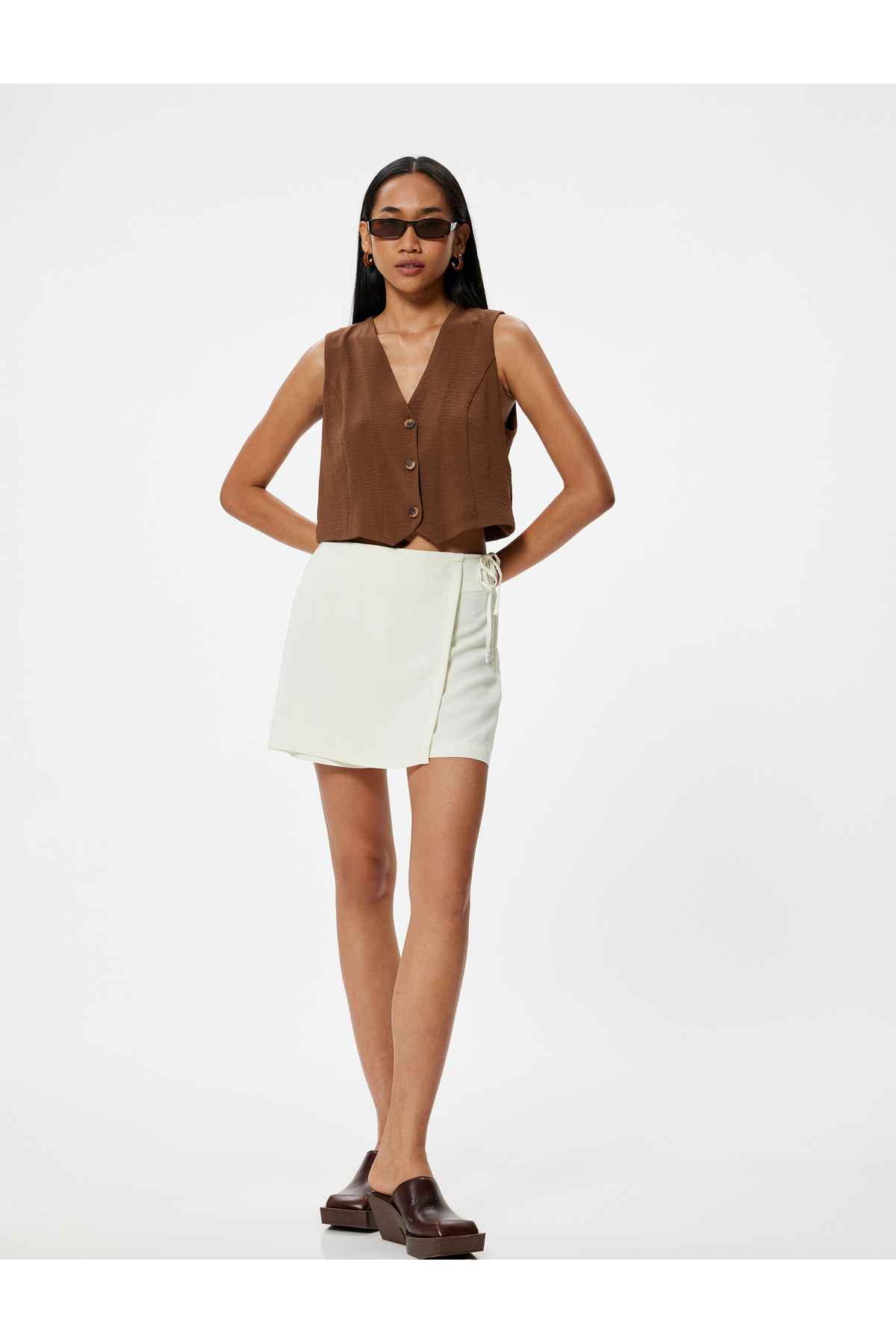 کوتاه دامن شورت کراوات جزئی معین ترکیبی