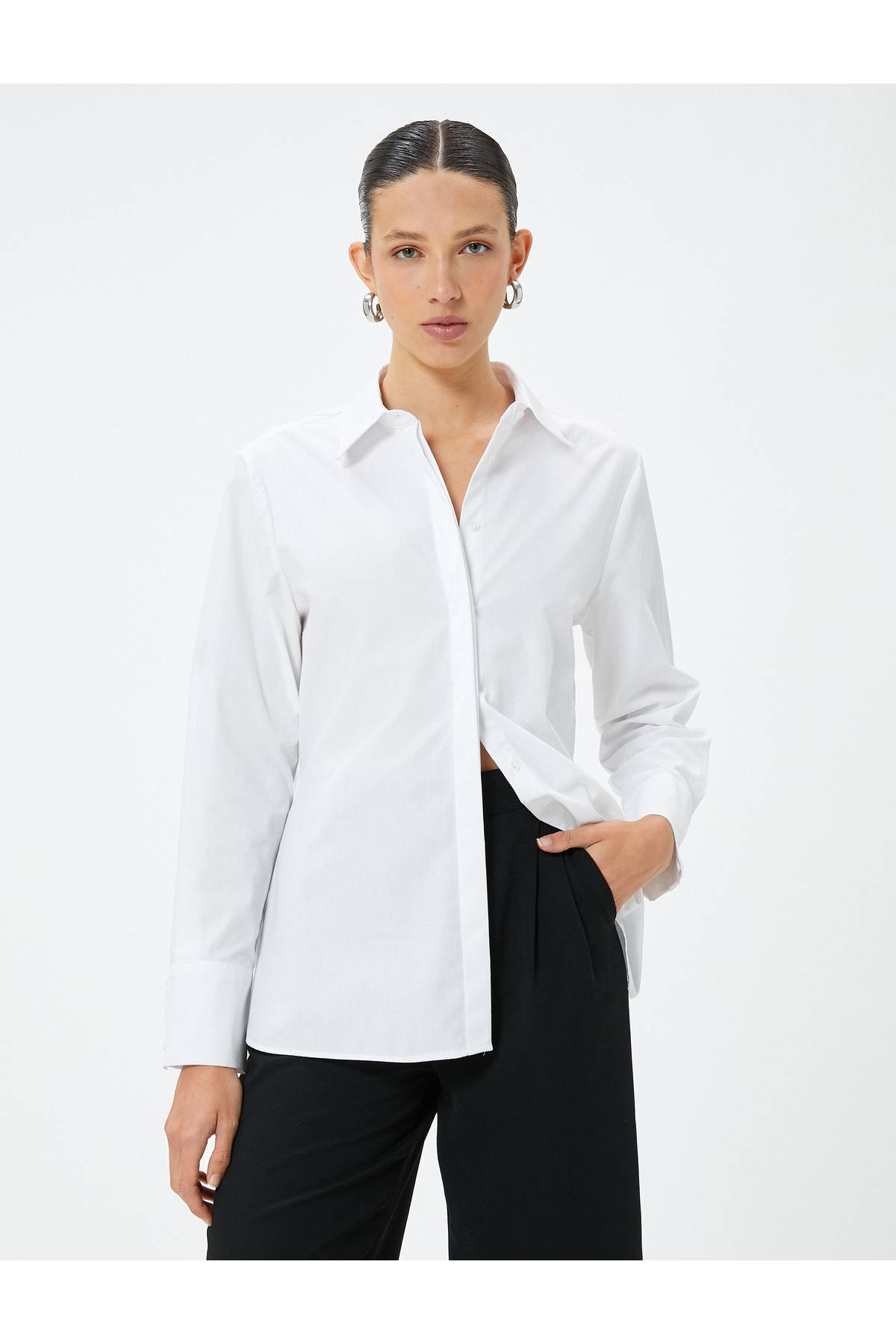 پیراهن پوپلین منظم نخی