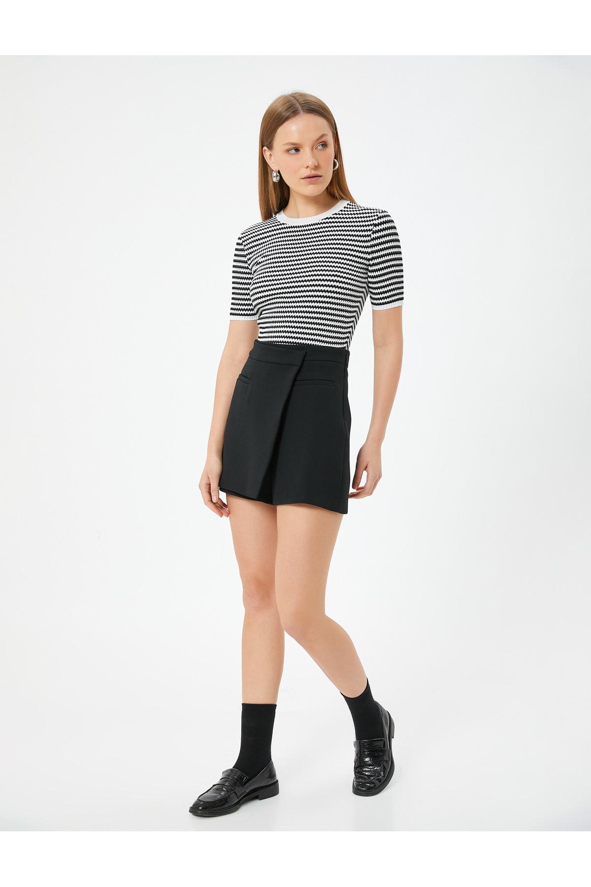 یقه خدمه آستین کوتاه ژاکت قلاب بافی روباز