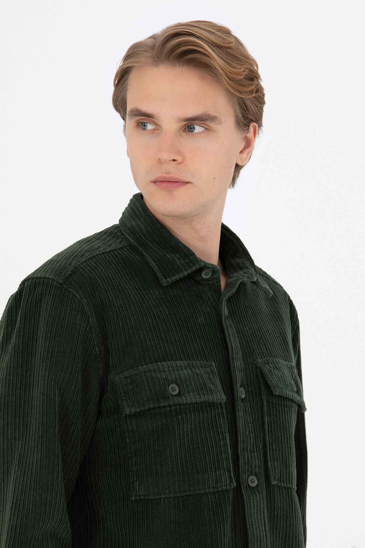 پیراهن آستین بلند مردانه سبز 50272723-VR054